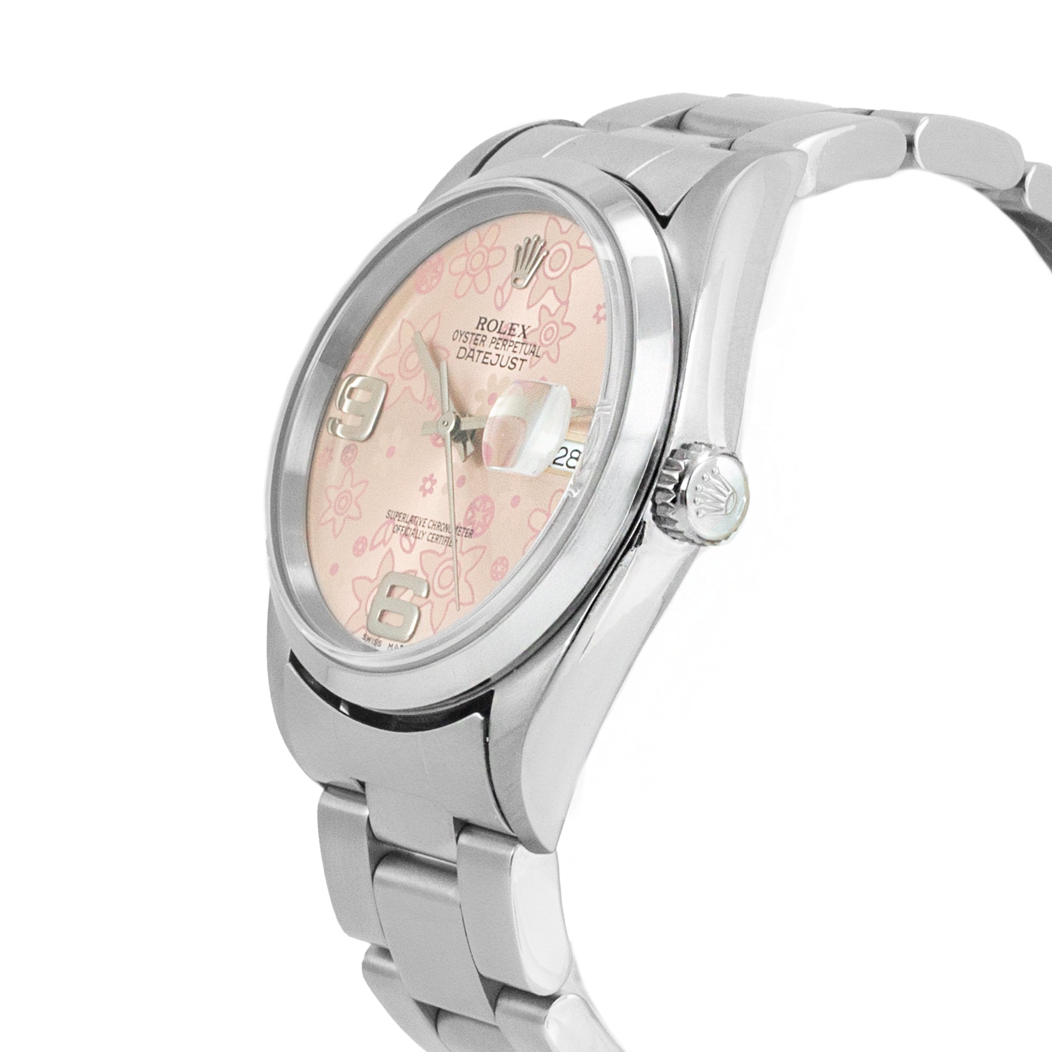 Ladies Rolex Datejust 36MM 16200 Pink Floral Dial Oyster Stainless Steel Watch