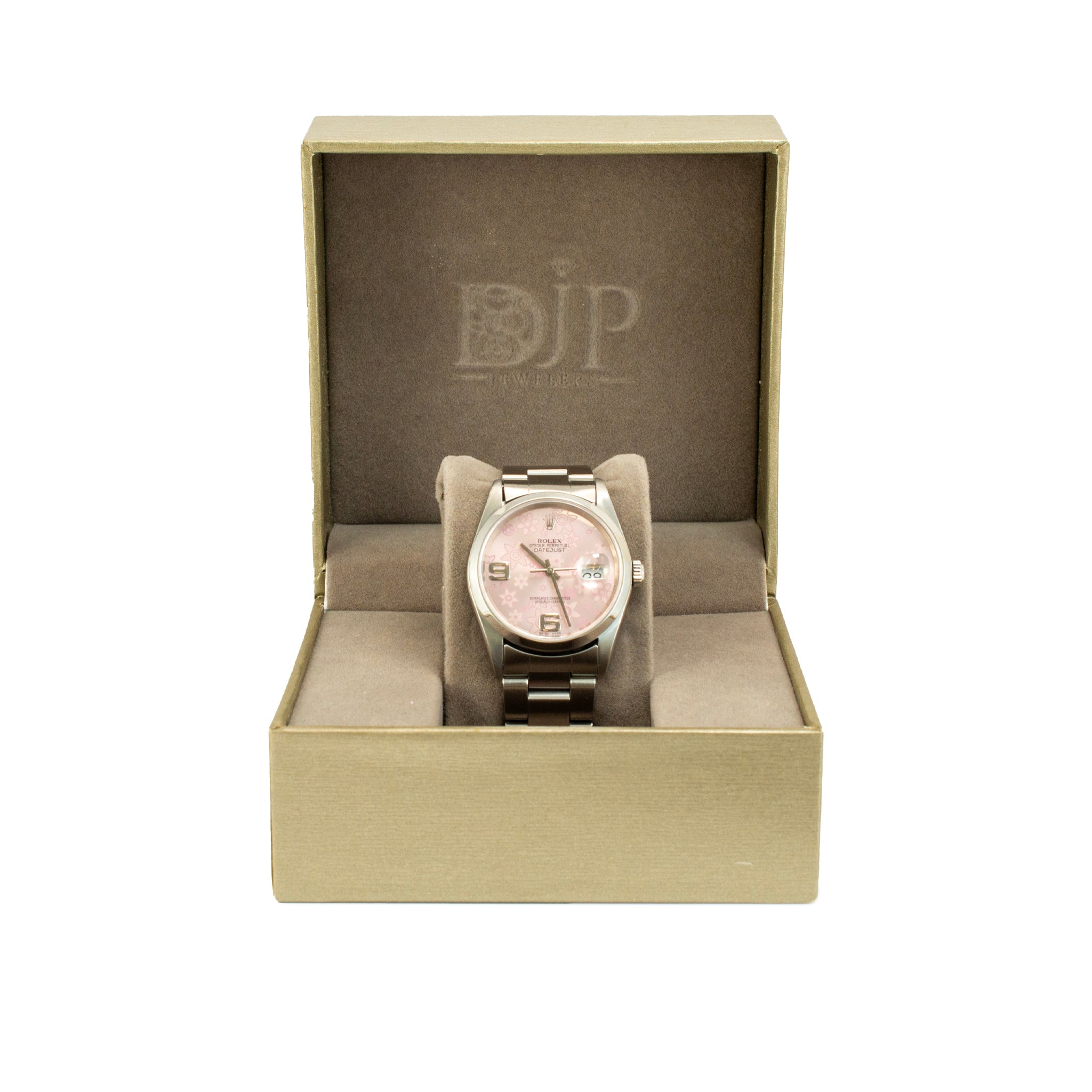 Ladies Rolex Datejust 36MM 16200 Pink Floral Dial Oyster Stainless Steel Watch