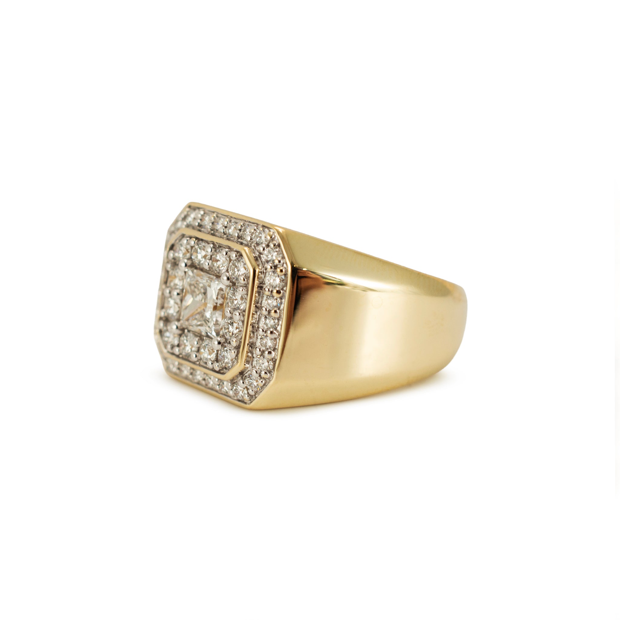 Men’s 10K Yellow Gold 1.82ct Princess & Round Halo Lab Grown Diamond Band Ring