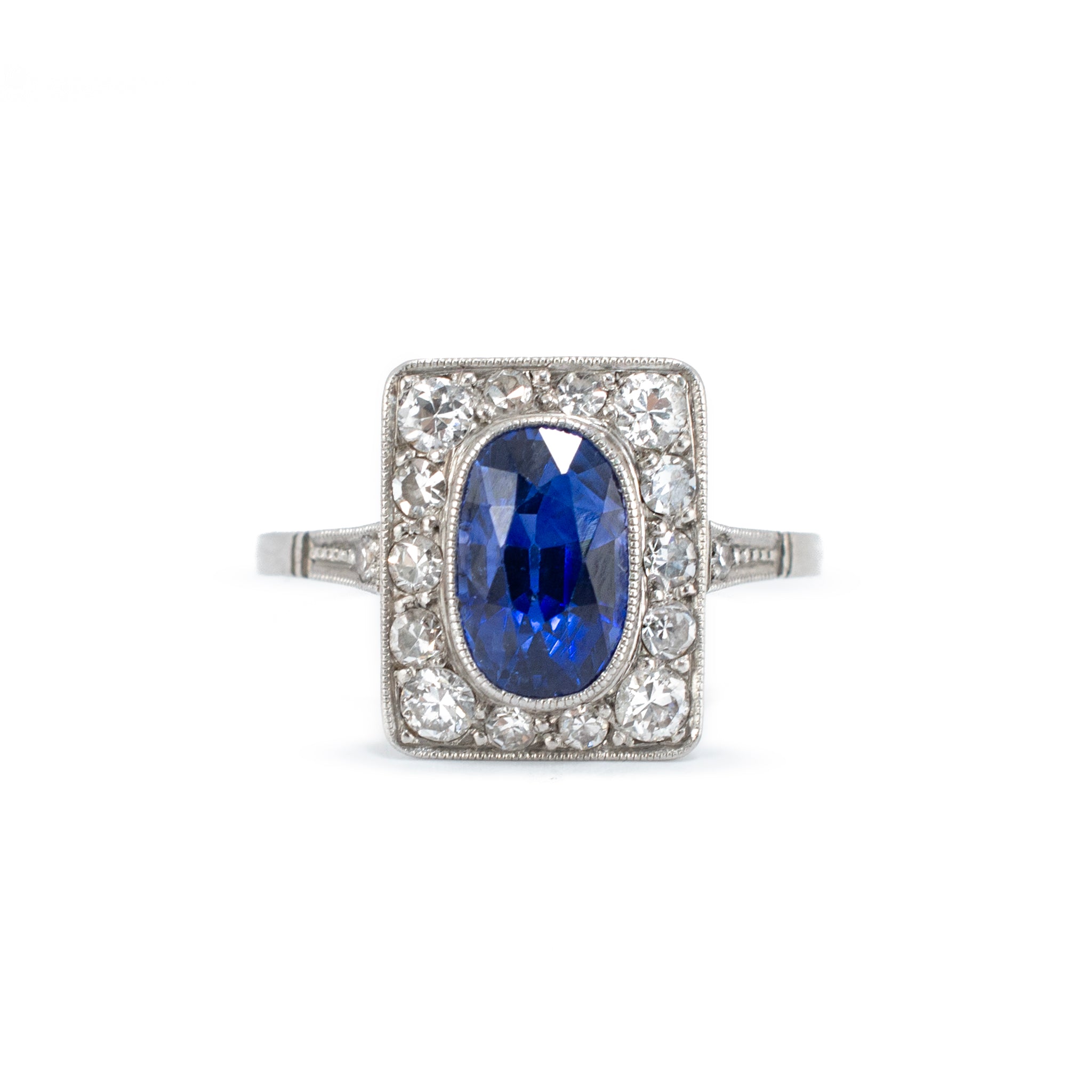 Antique Art Deco Platinum 1.96ct Gia Royal Blue Sapphire Diamond Cockt