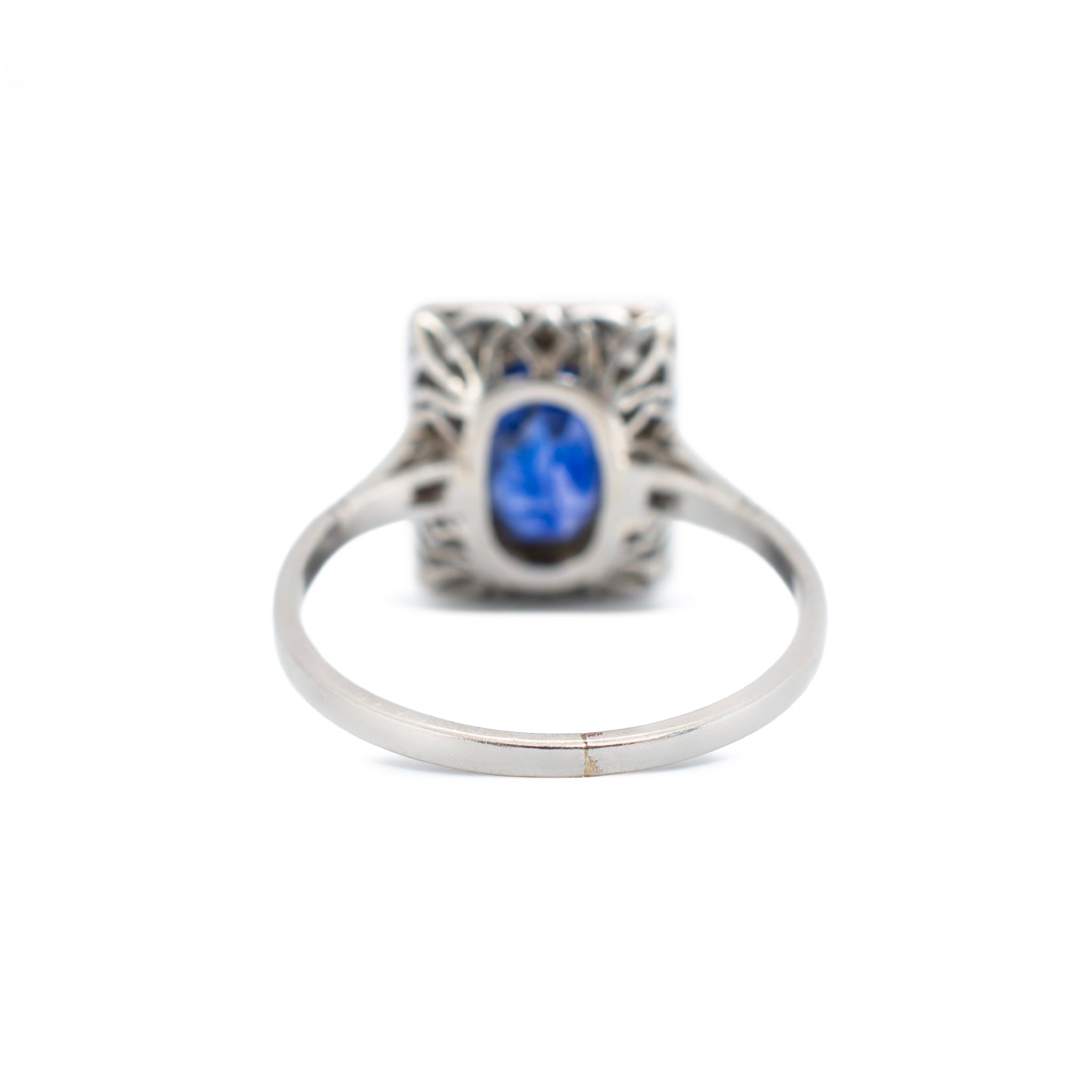 Antique Art Deco Platinum 1.96ct Gia Royal Blue Sapphire Diamond Cocktail Ring