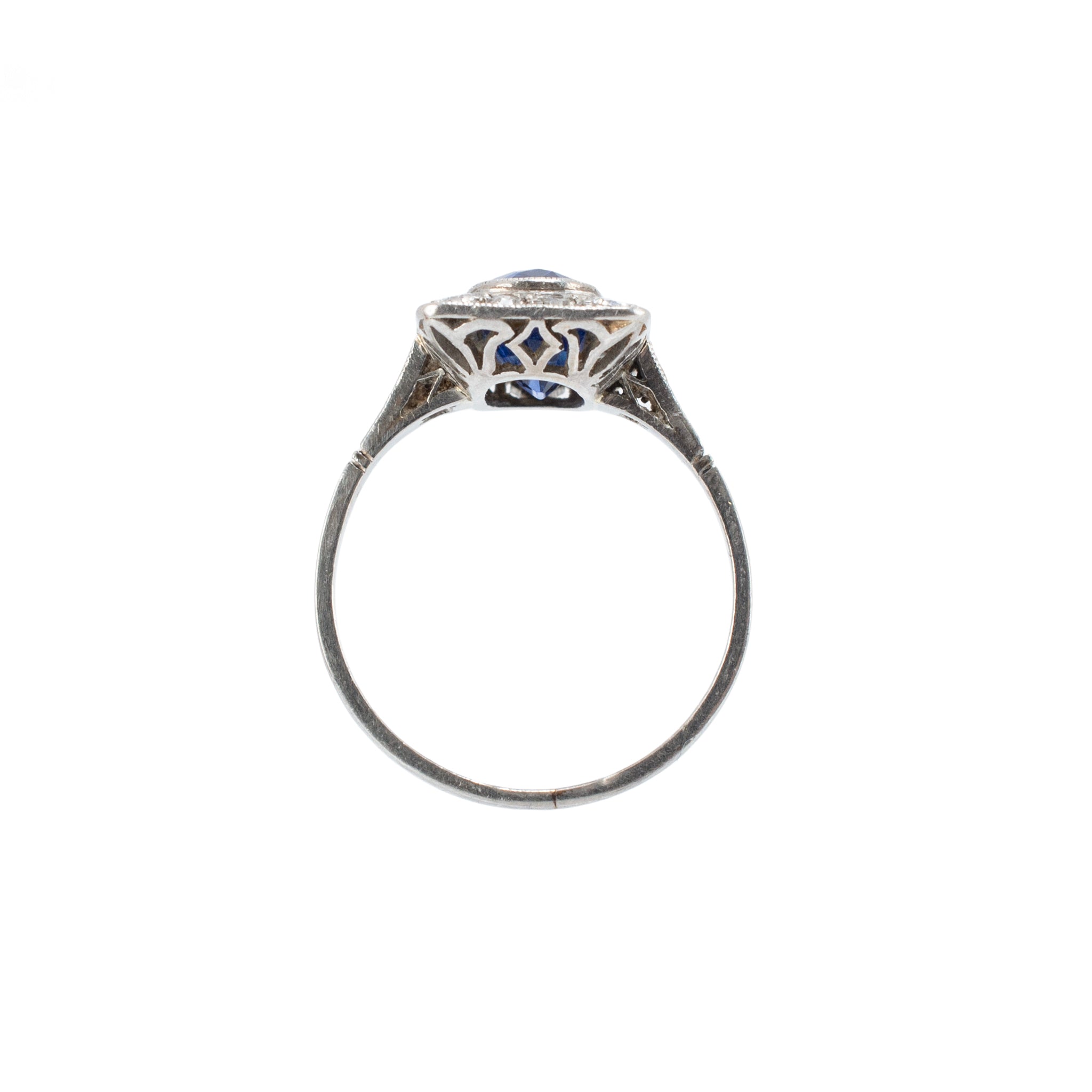 Antique Art Deco Platinum 1.96ct Gia Royal Blue Sapphire Diamond Cocktail Ring