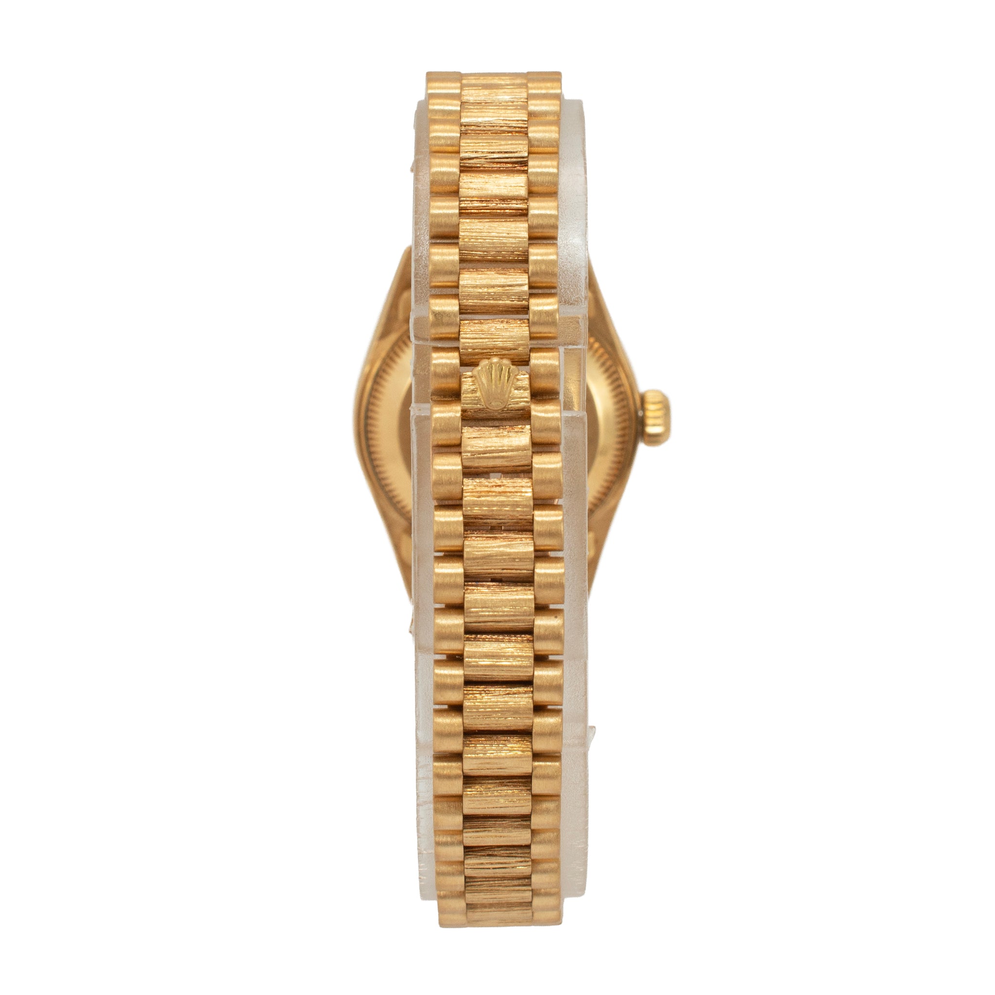 Ladies Vintage Rolex Datejust 26MM 69278 18K Gold Bark Black President Watch