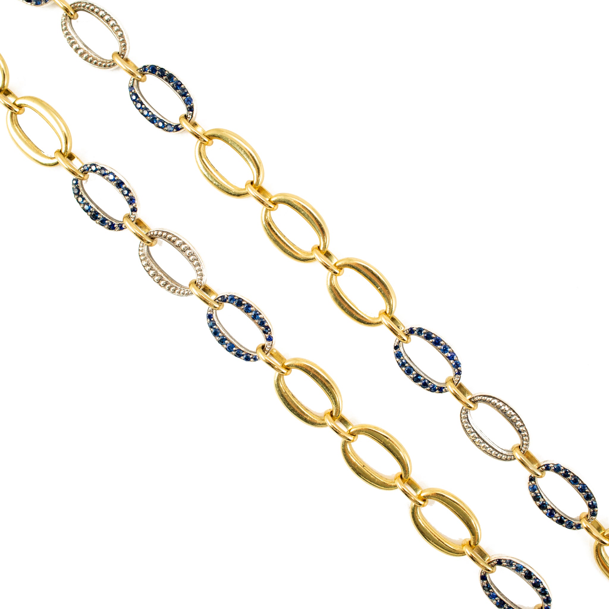 Sylva & Cie 18K Yellow Gold & Sterling Silver Sapphire Oval Link Chain Necklace