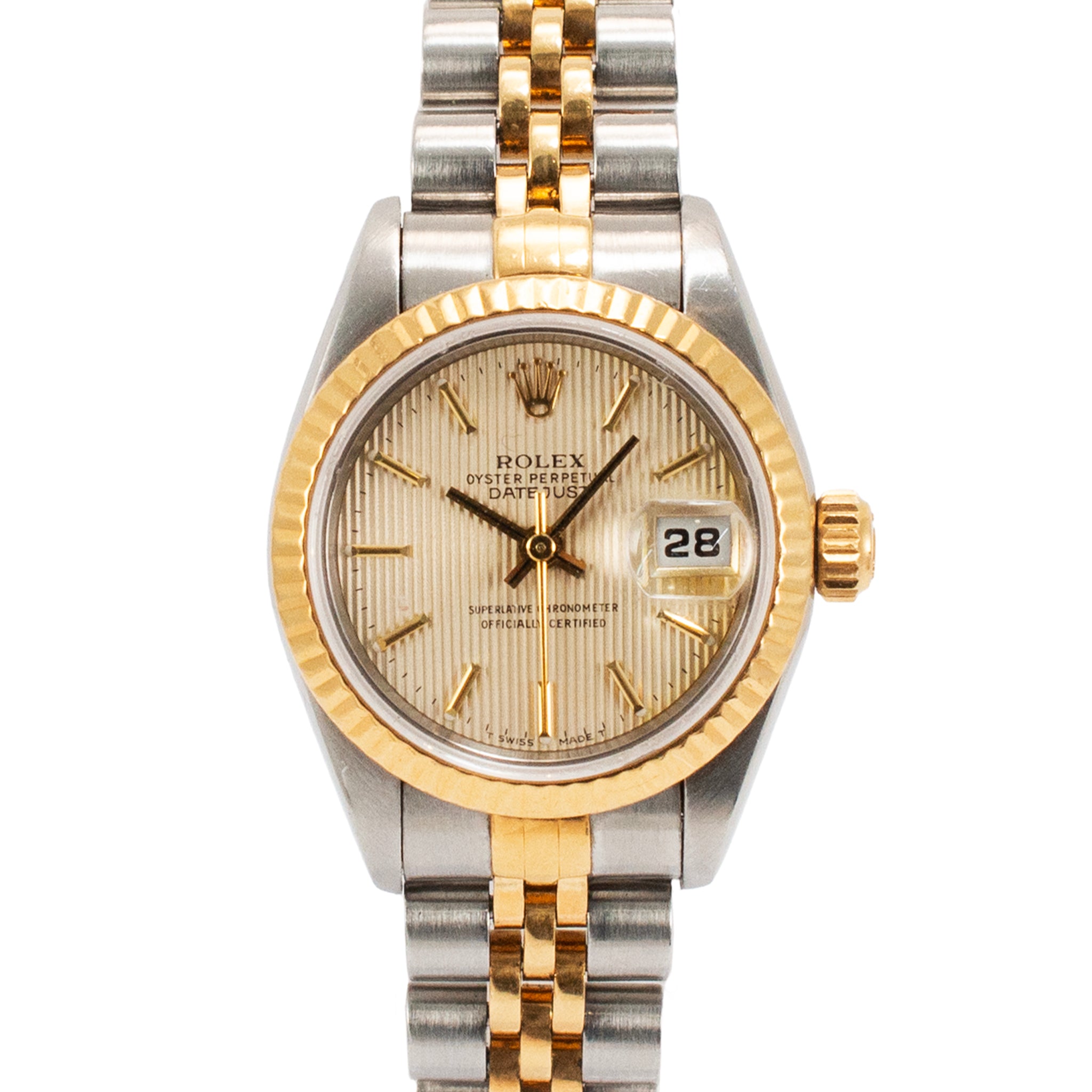 ROLEX 自動巻き 腕時計 シルバー/ゴールド Rolex Lady Datejust 26MM 69173 Champagne Tapestry Dial Jubilee Gold St