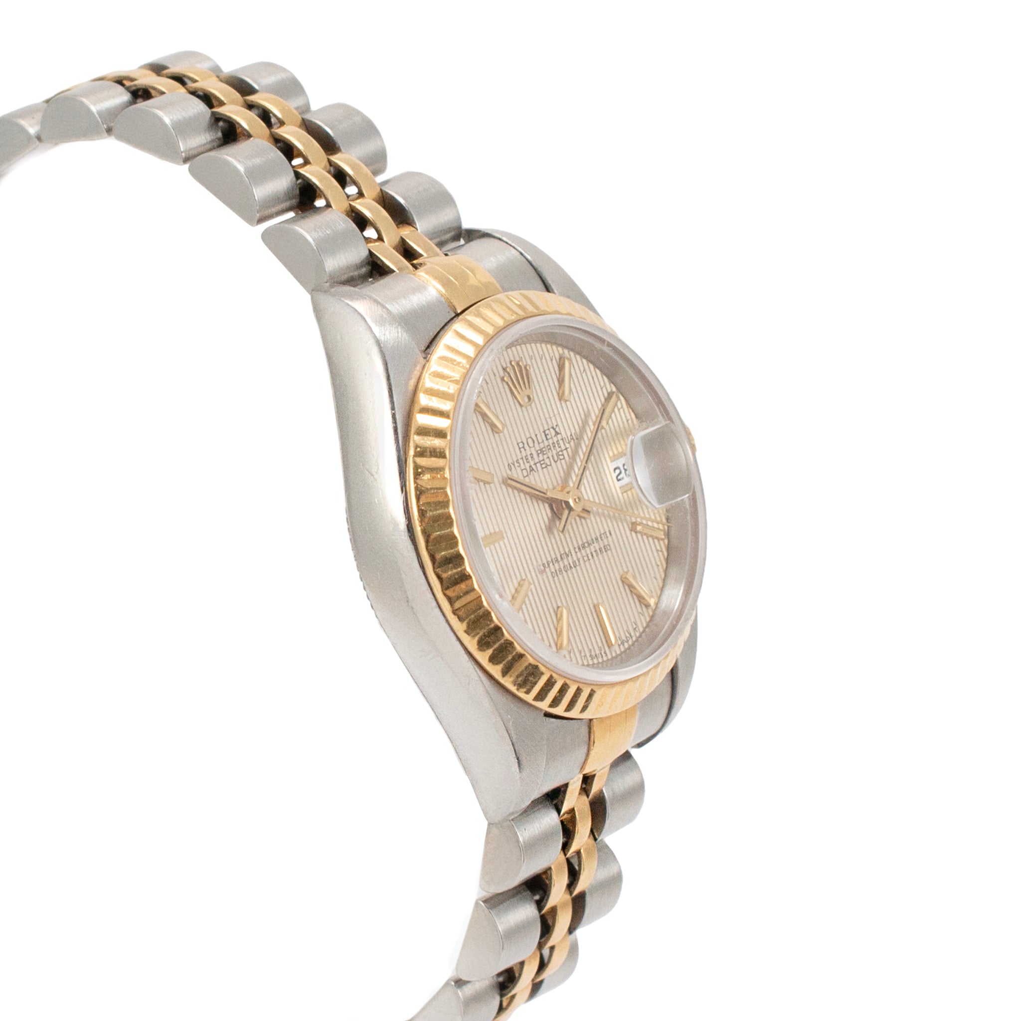 Rolex Lady Datejust 26MM 69173 Champagne Tapestry Dial Jubilee Gold Steel Watch