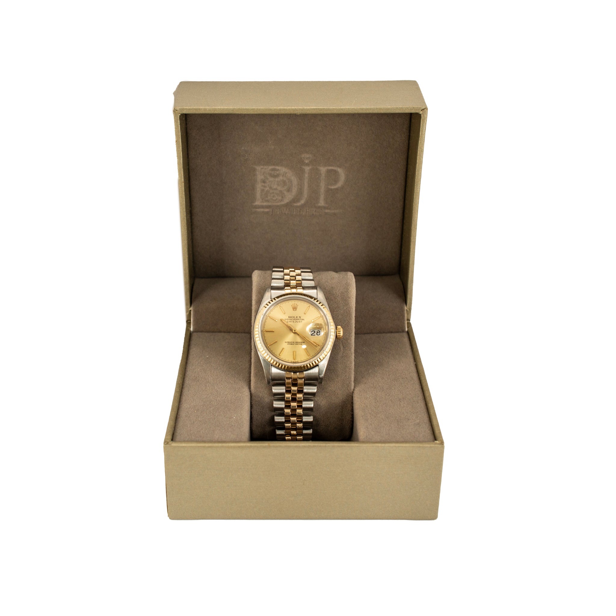 Rolex Datejust 36MM 16030 Fluted Bezel Two Tone Yellow Gold Steel Watch