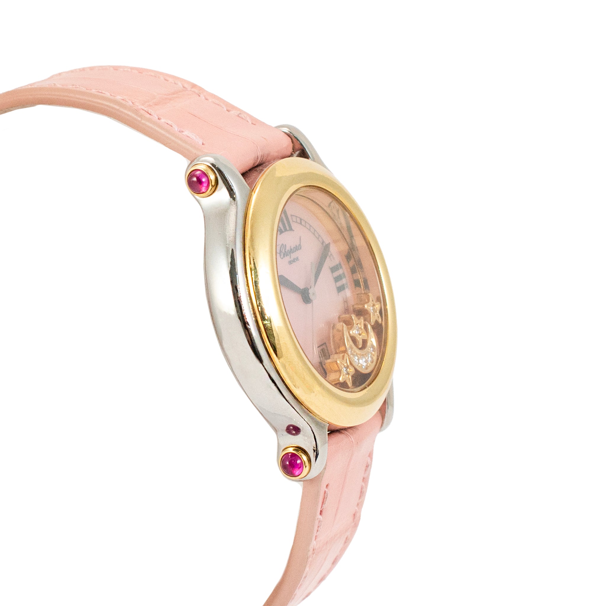 maa♡ Ladies Chopard Happy Sport 32MM 2718239-42 Pave Diamond Pink Mop S/S 1
