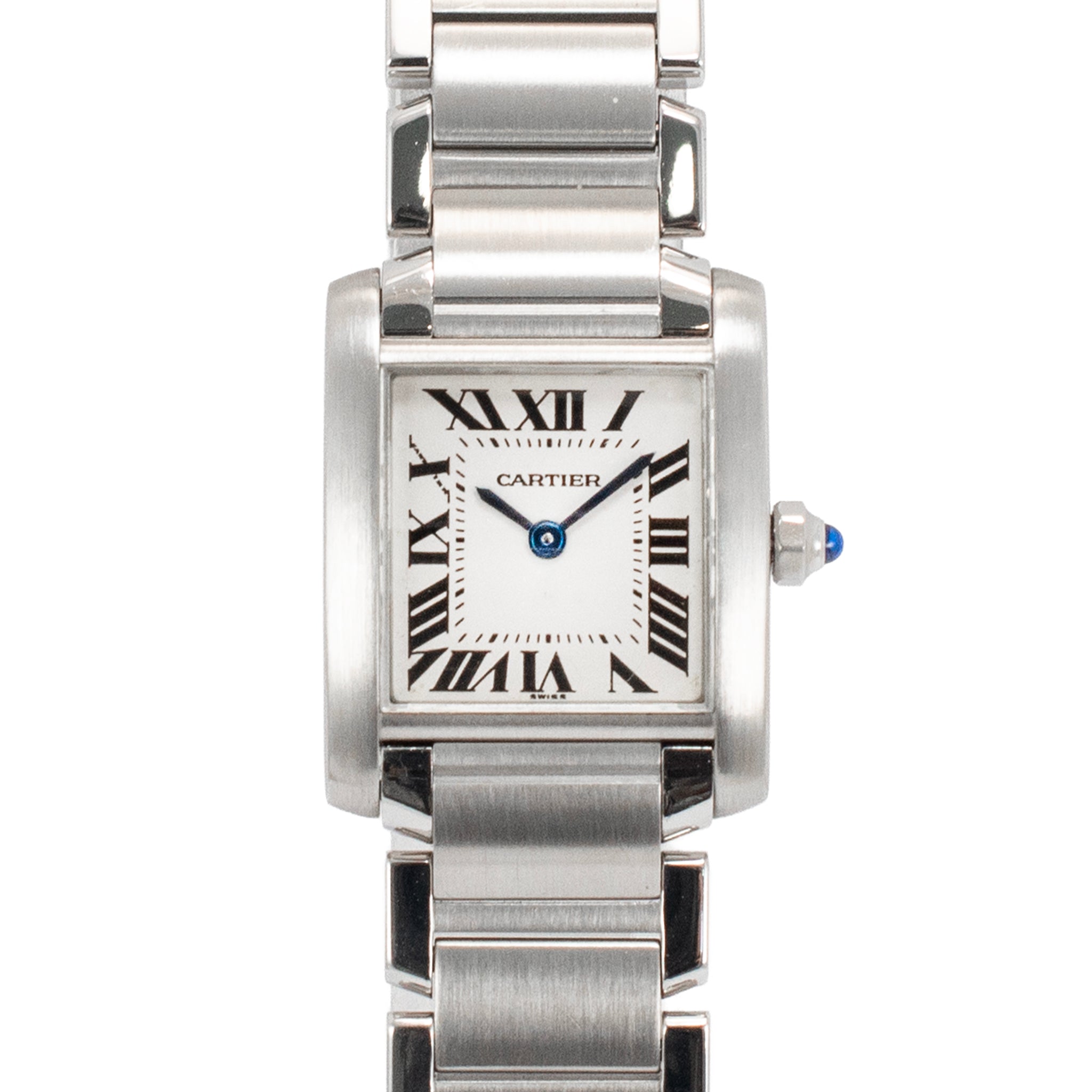 Ladies Cartier Tank Francaise 20MM 2384 White Roman Stainless Steel Quartz Watch