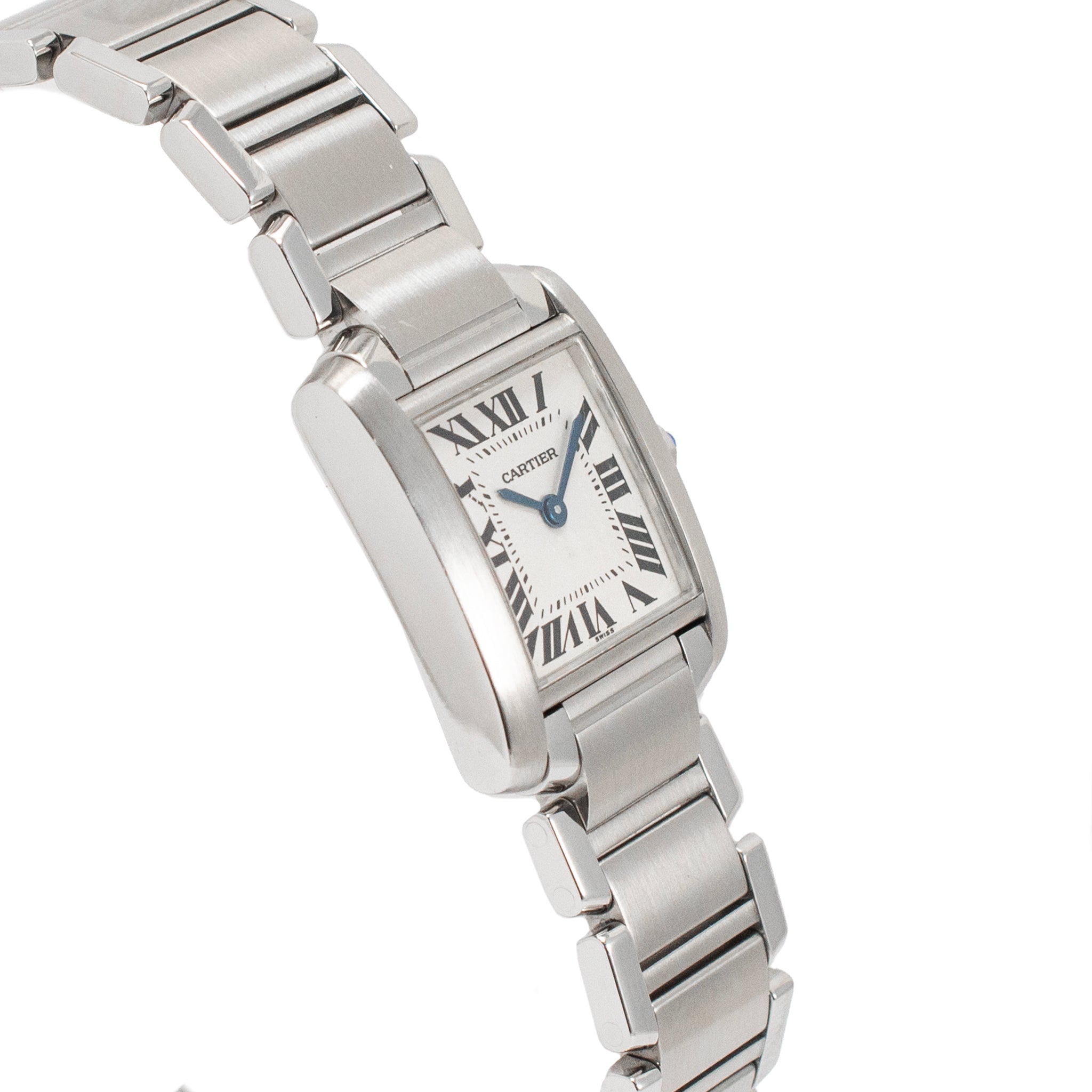 Ladies Cartier Tank Francaise 20MM 2384 White Roman Stainless Steel Quartz Watch