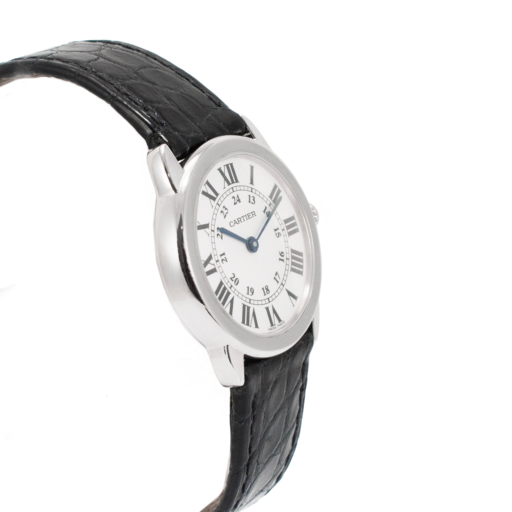 Cartier Ronde de Cartier 29MM WSRN0019 / 3601 Black Leather Steel Quartz Watch