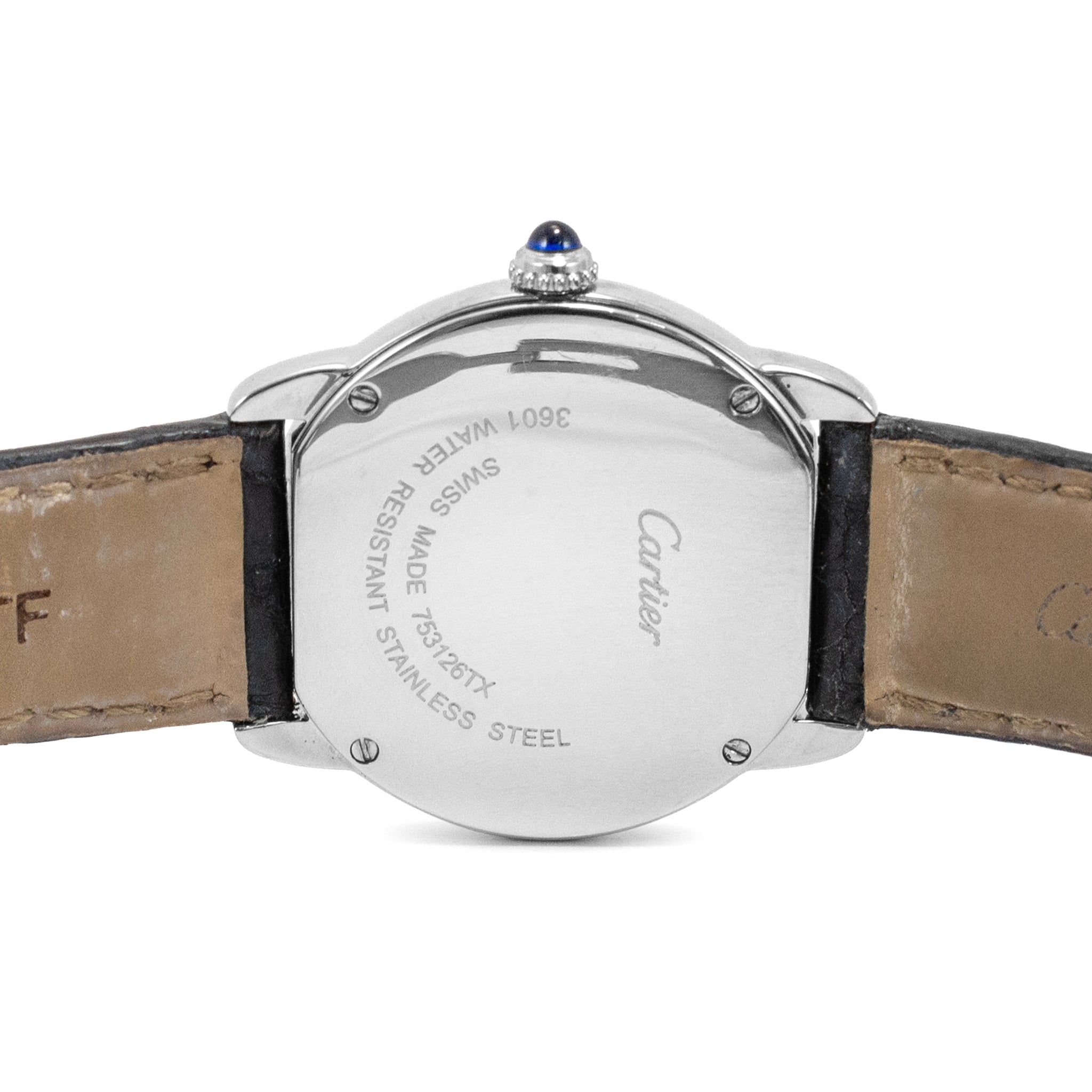 Cartier Ronde de Cartier 29MM WSRN0019 / 3601 Black Leather Steel Quartz Watch