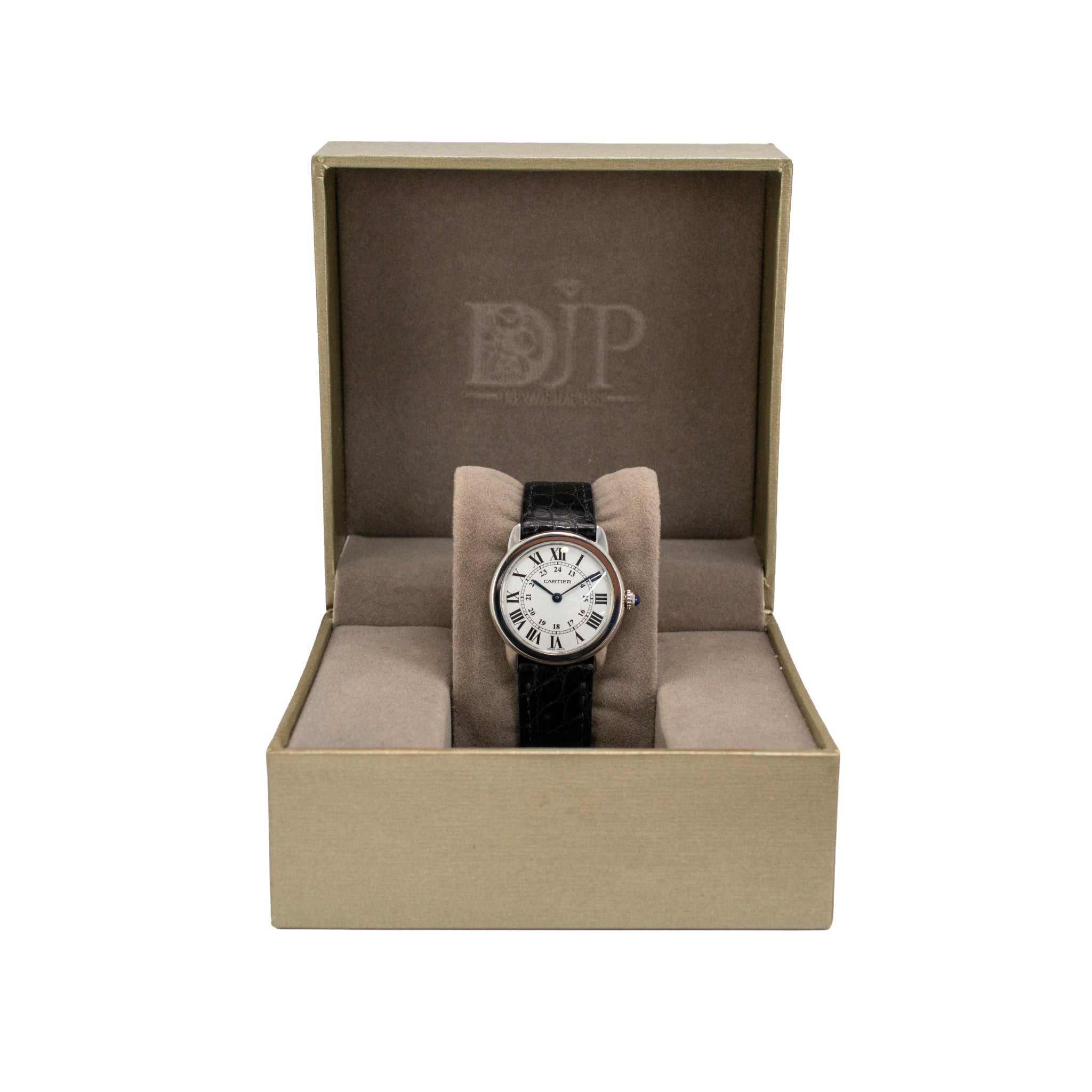 Cartier Ronde de Cartier 29MM WSRN0019 / 3601 Black Leather Steel Quartz Watch