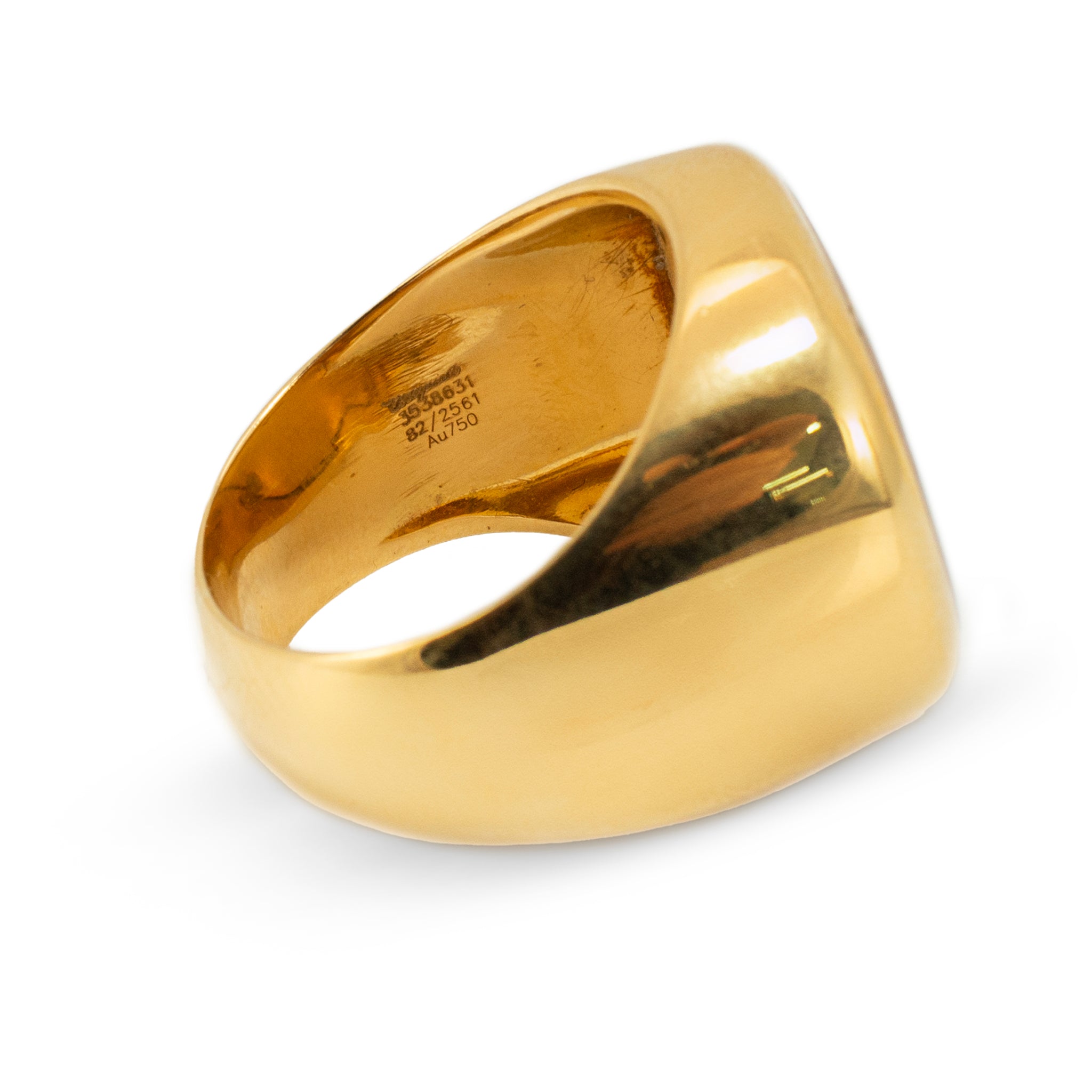 Chopard Happy Diamonds 18K Yellow Gold Onyx Floating Signet Cocktail Ring