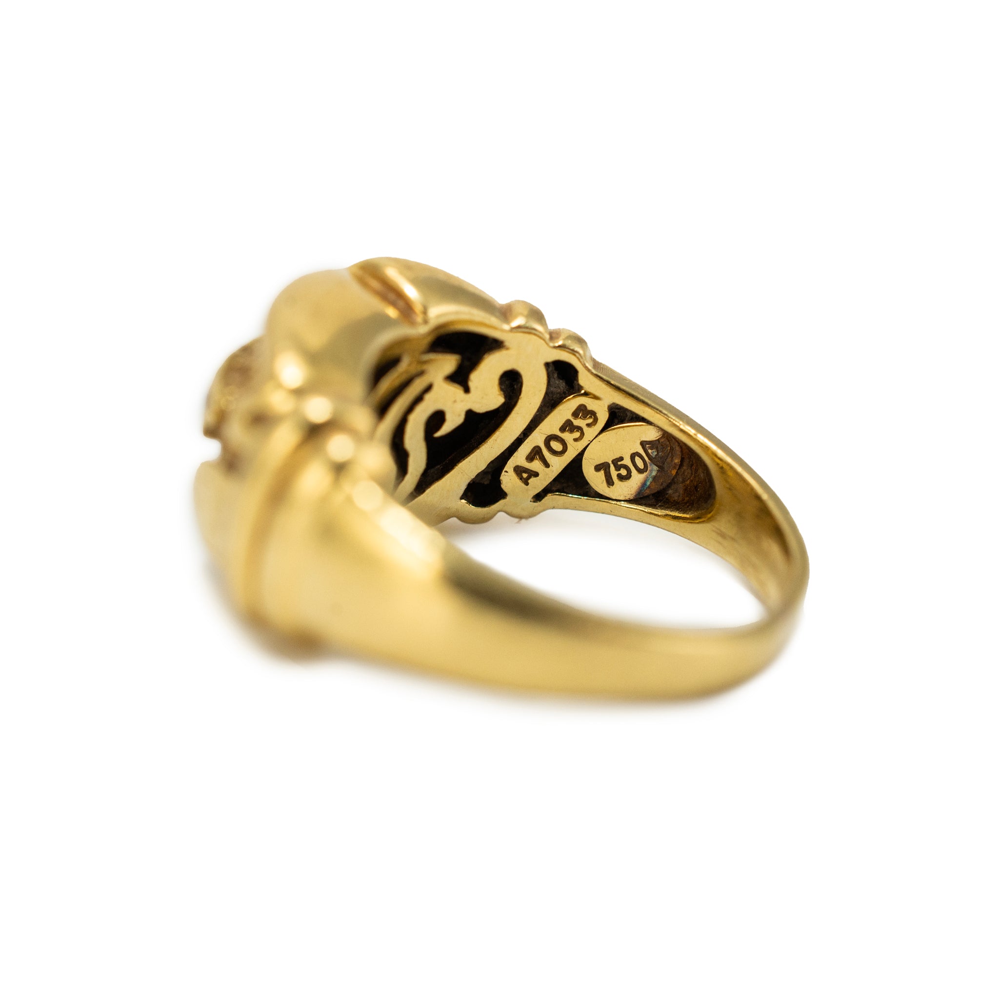 Vintage Henry Dunay 18K Yellow Gold & Platinum Diamond Free Form Cocktail Ring