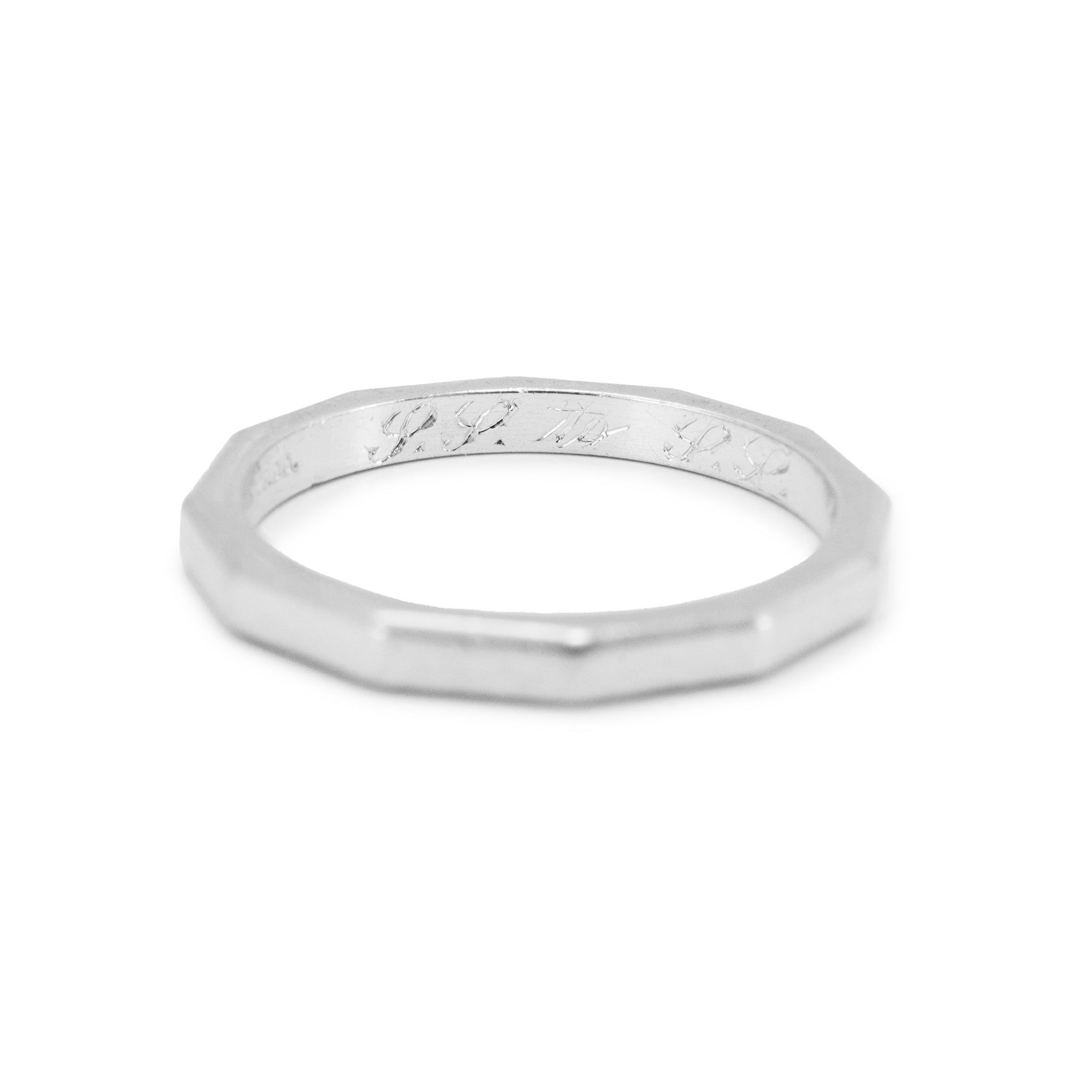 Vintage 1948 Tiffany & Co. 900 Platinum Iridium Faceted Wedding Band Ring