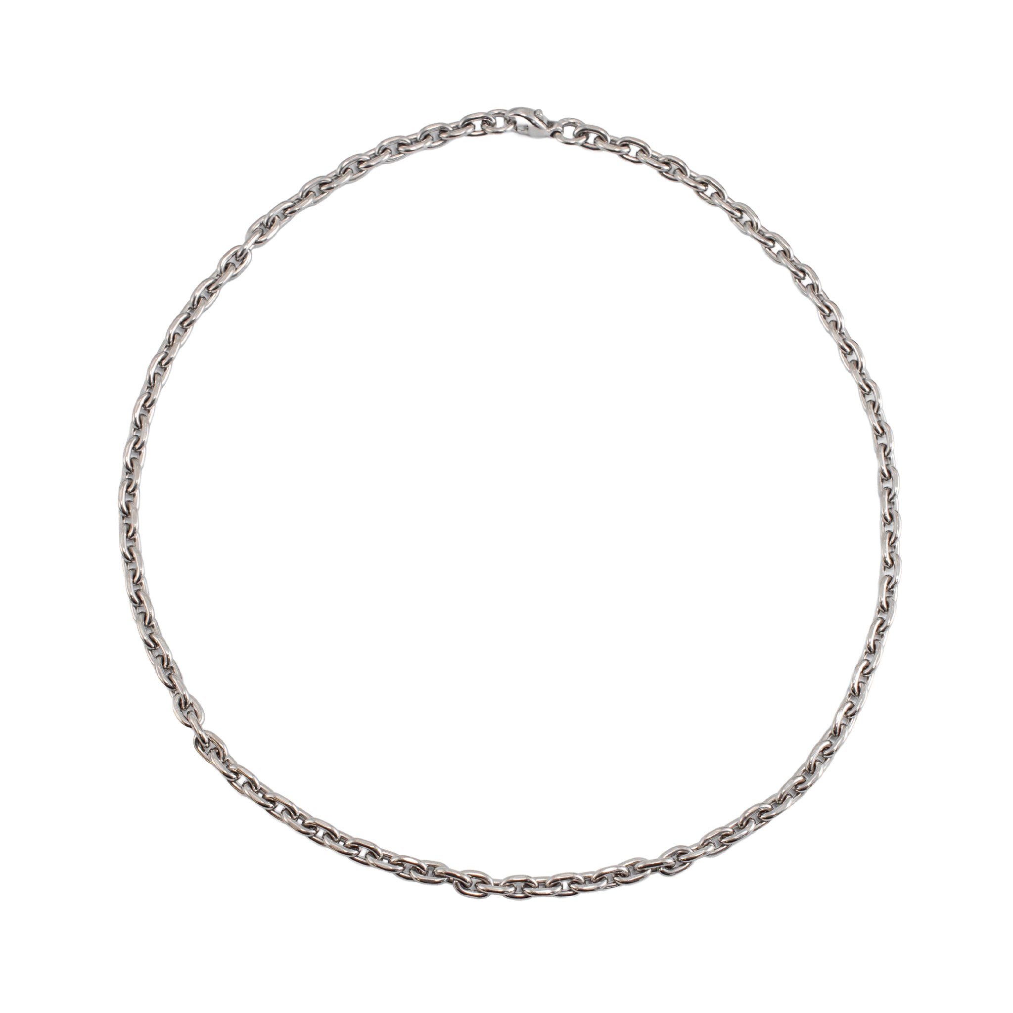 Unisex 950 Platinum Solid Oval Anchor Cable Link Chain Necklace