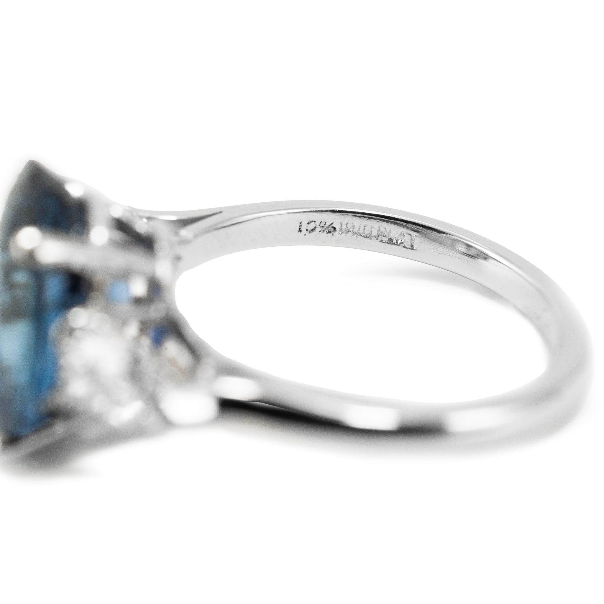 Vintage Platinum 5.97ct GIA Blue Sapphire Three Stone Diamond Cocktail Ring