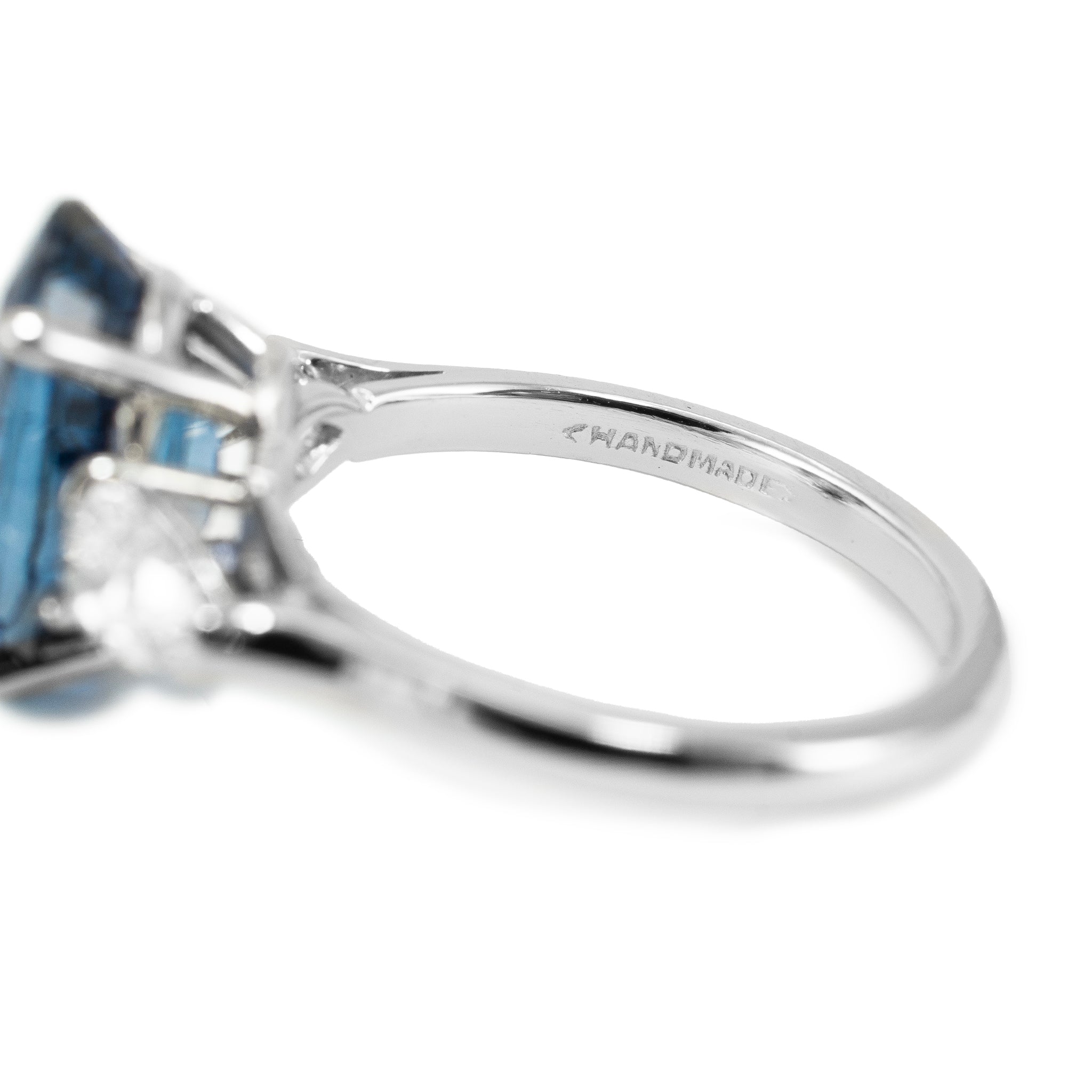 Vintage Platinum 5.97ct GIA Blue Sapphire Three Stone Diamond Cocktail Ring