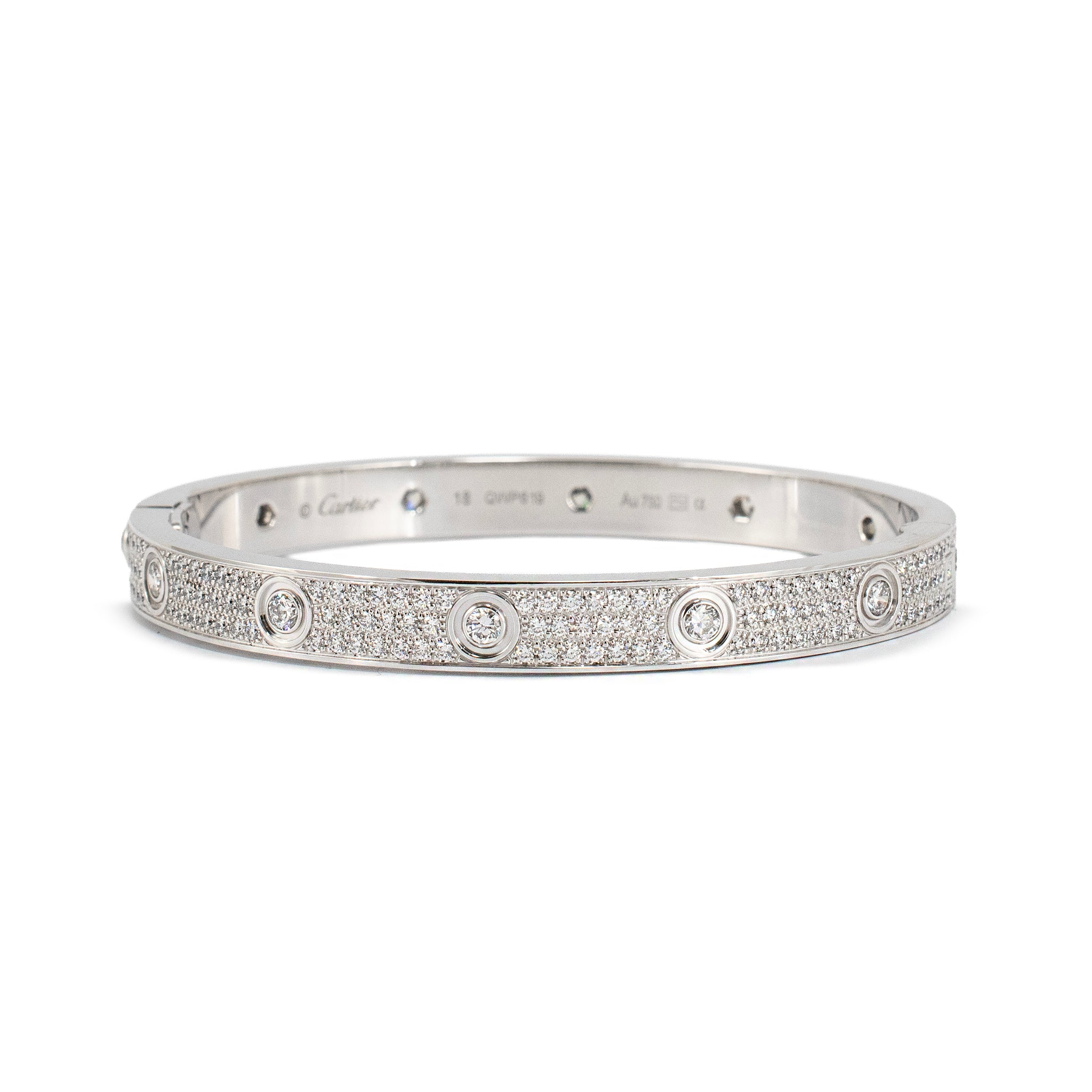 Cartier Love Classic Paved 12 Diamonds 4.32ct 18K White Gold Bangle Bracelet