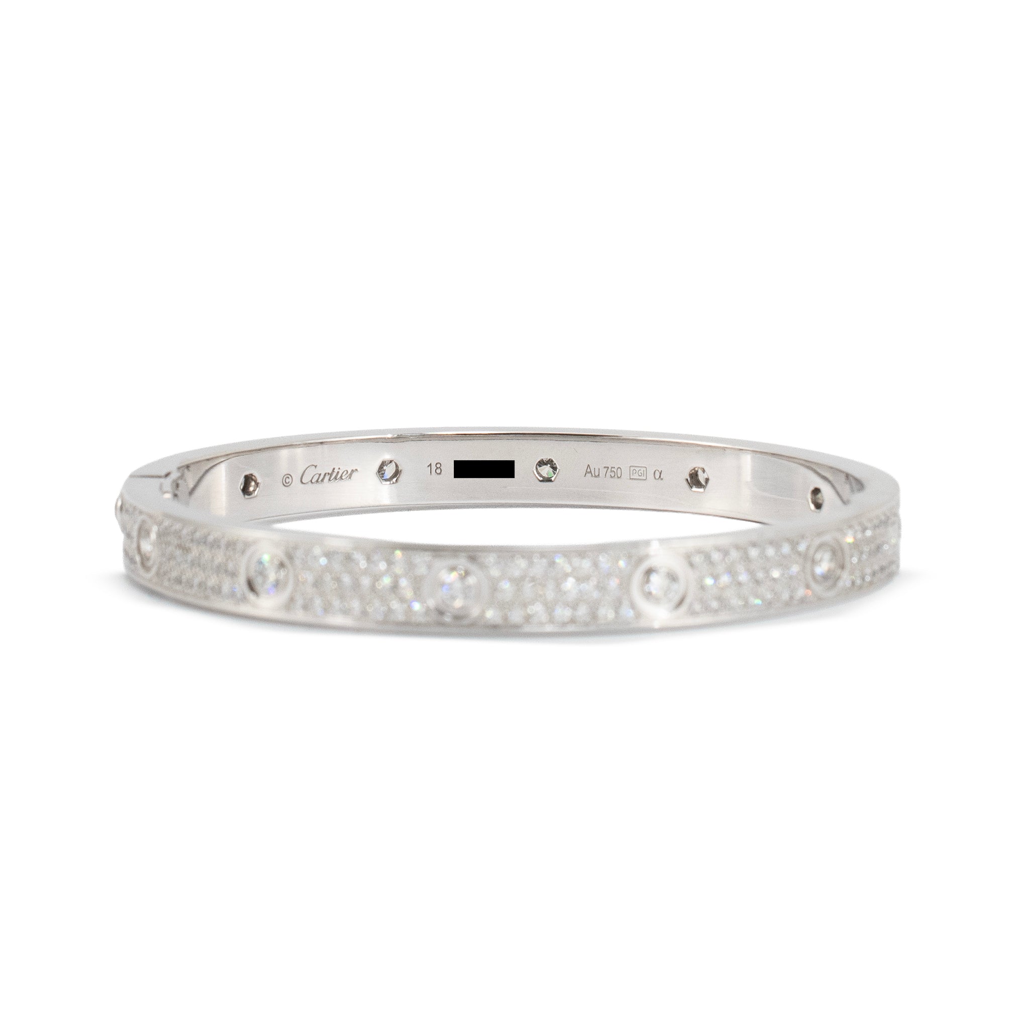 Cartier Love Classic Paved 12 Diamonds 4.32ct 18K White Gold Bangle Bracelet