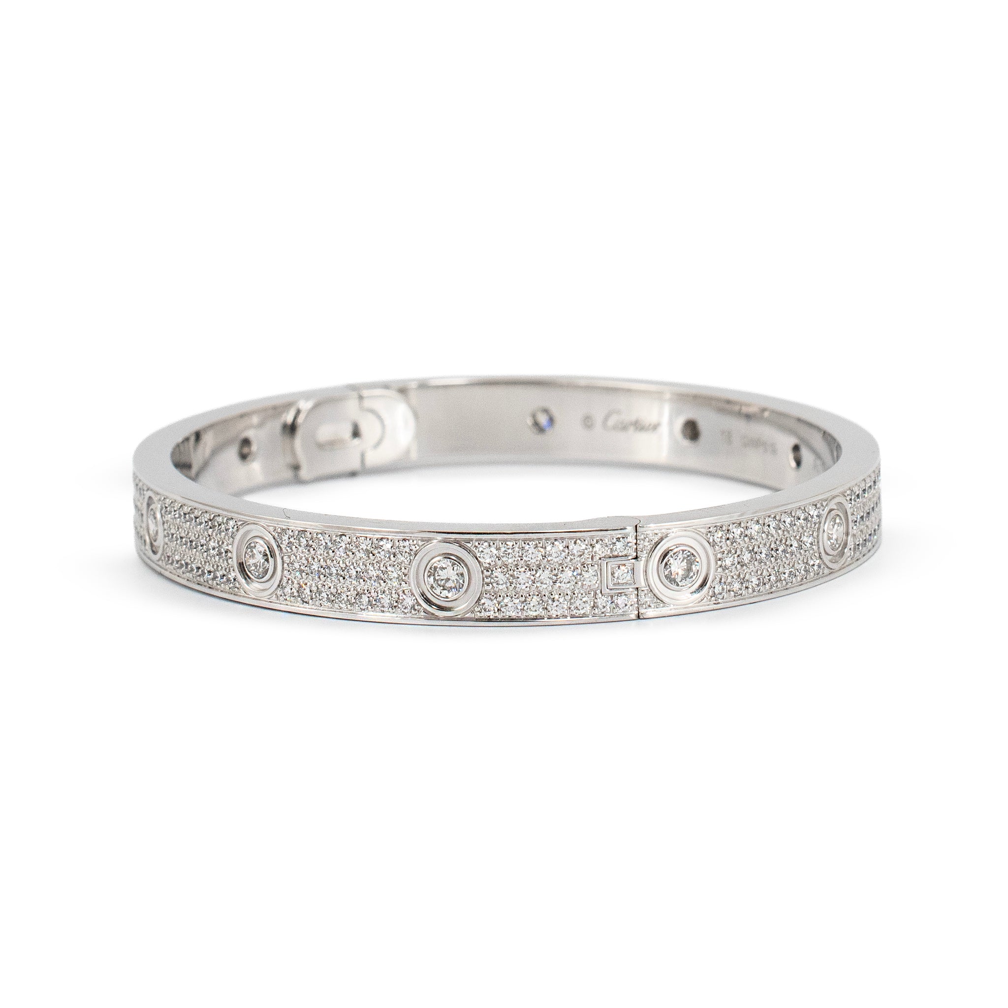 Cartier Love Classic Paved 12 Diamonds 4.32ct 18K White Gold Bangle Bracelet