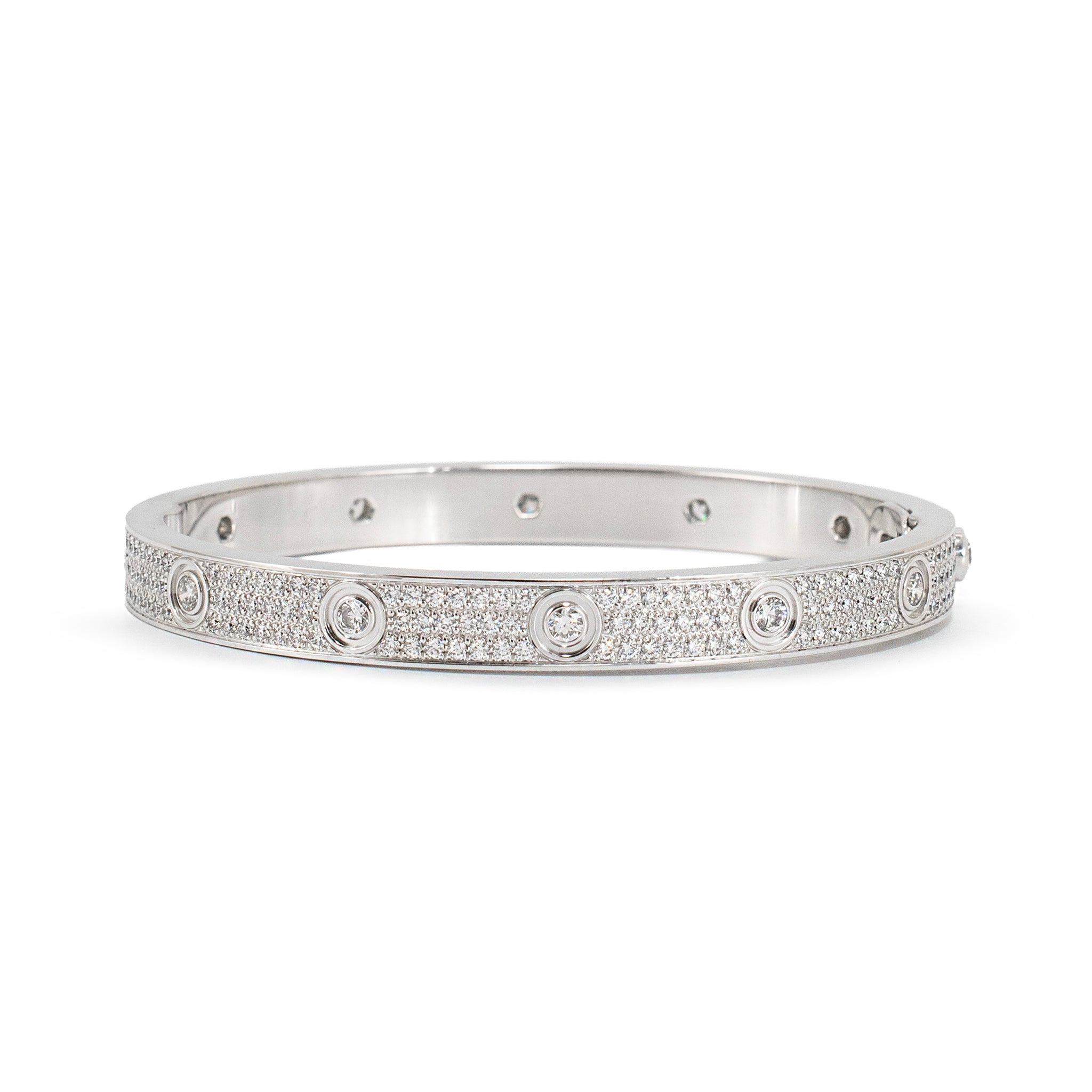 Cartier Love Classic Paved 12 Diamonds 4.32ct 18K White Gold Bangle Bracelet