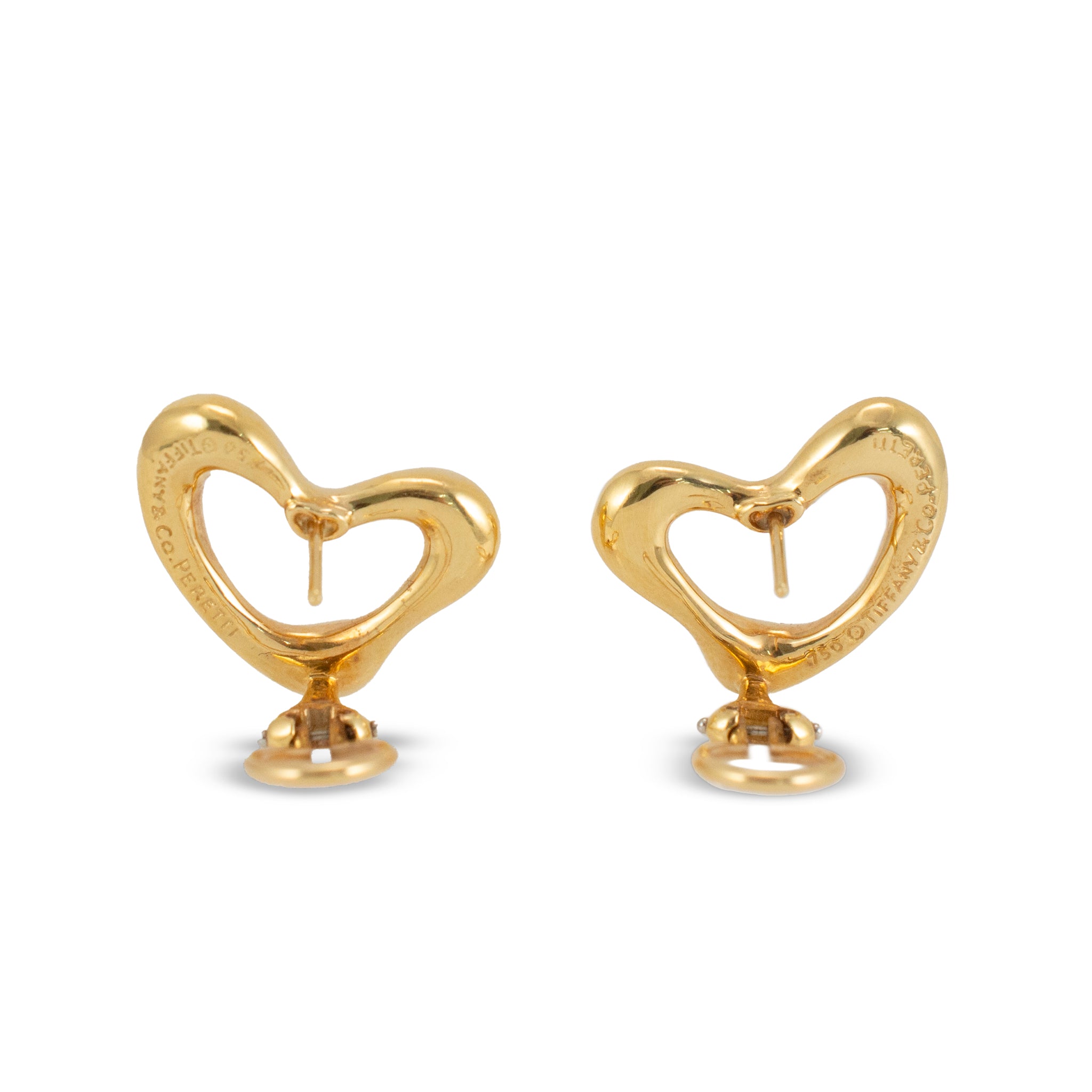 Tiffany & Co. Elsa Peretti 18K Yellow Gold Large Open Heart Clip on Earrings