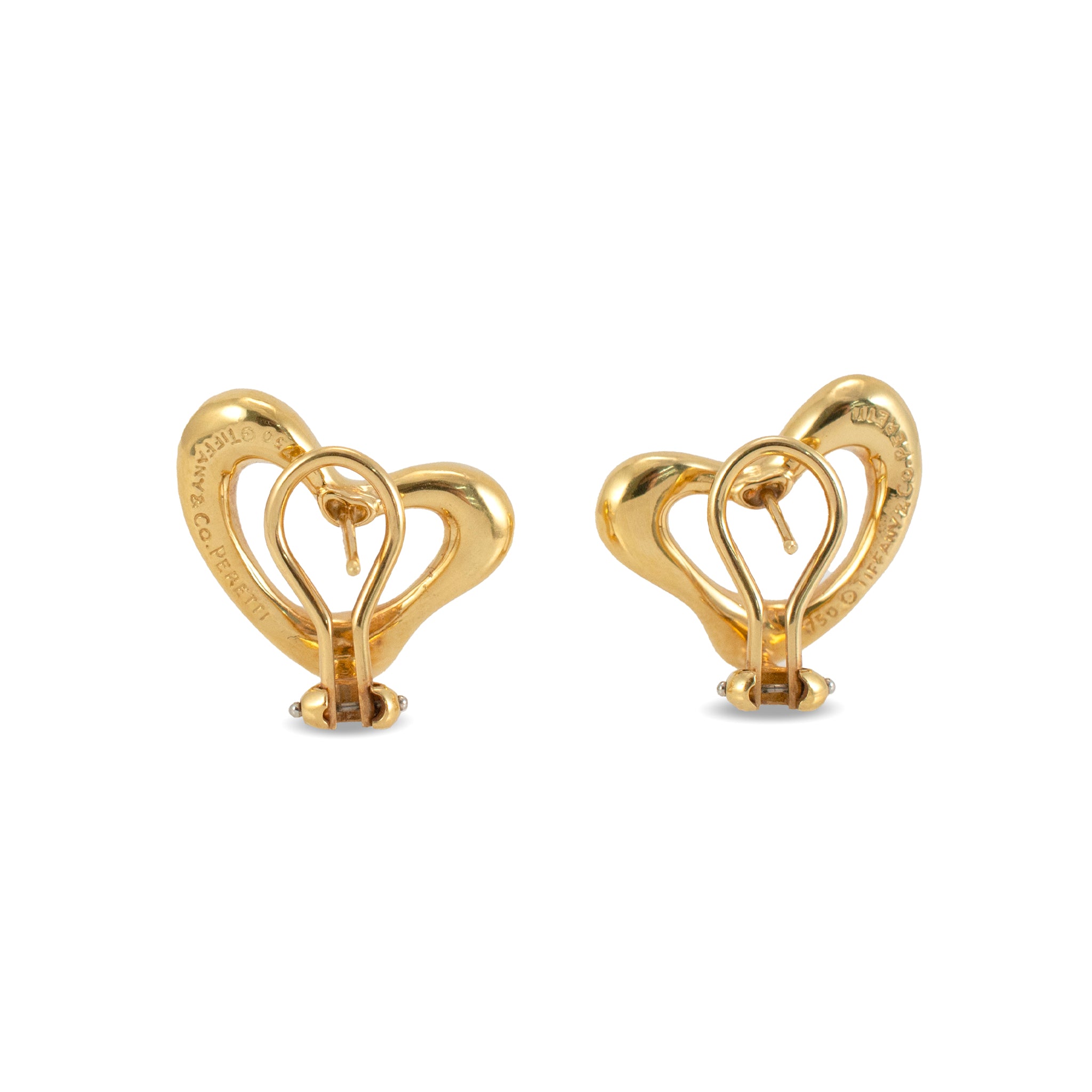 Tiffany & Co. Elsa Peretti 18K Yellow Gold Large Open Heart Clip on Earrings