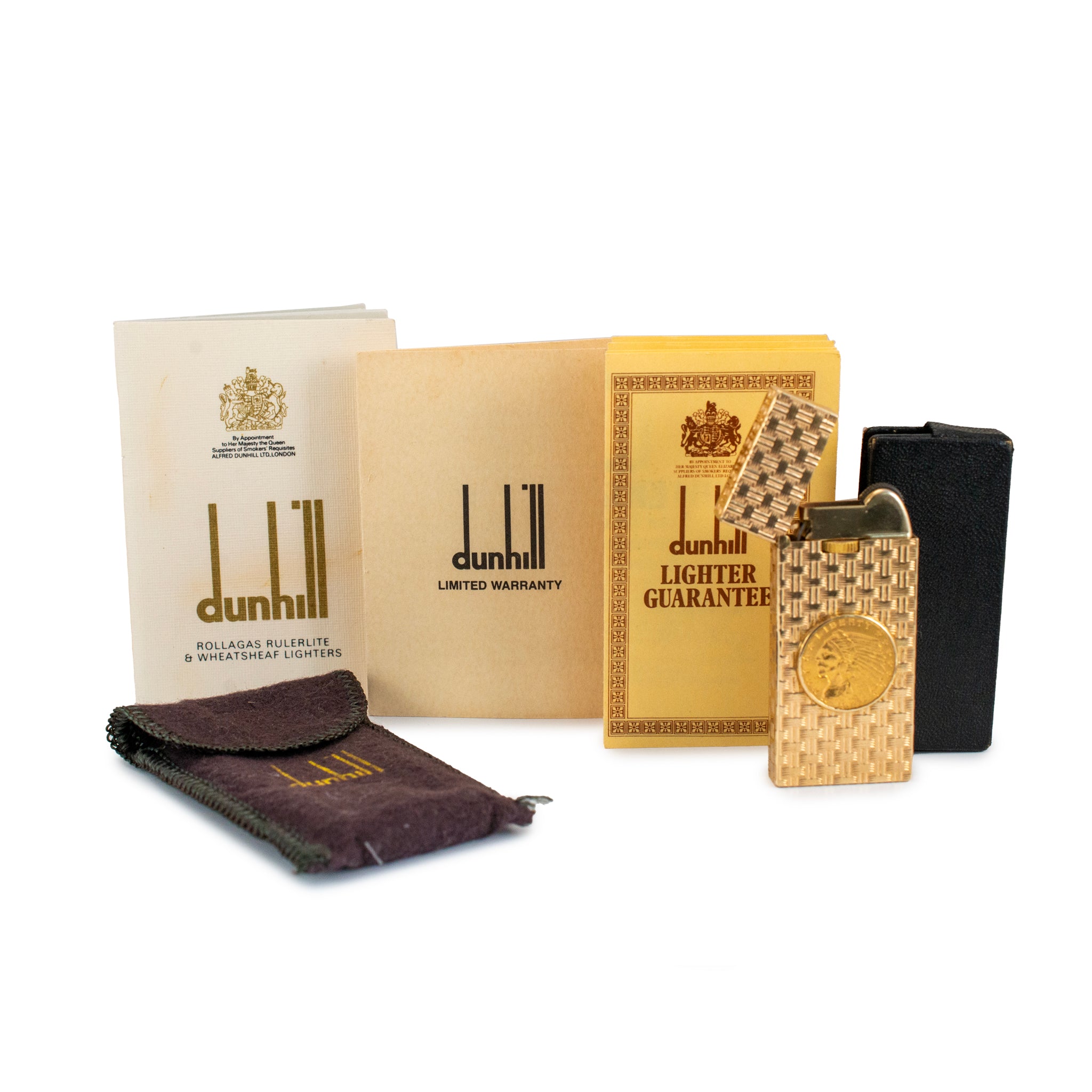 Vintage Dunhill 1914 $2.5 Gold Indian Quarter Eagle Coin 14K Yellow Gold Lighter