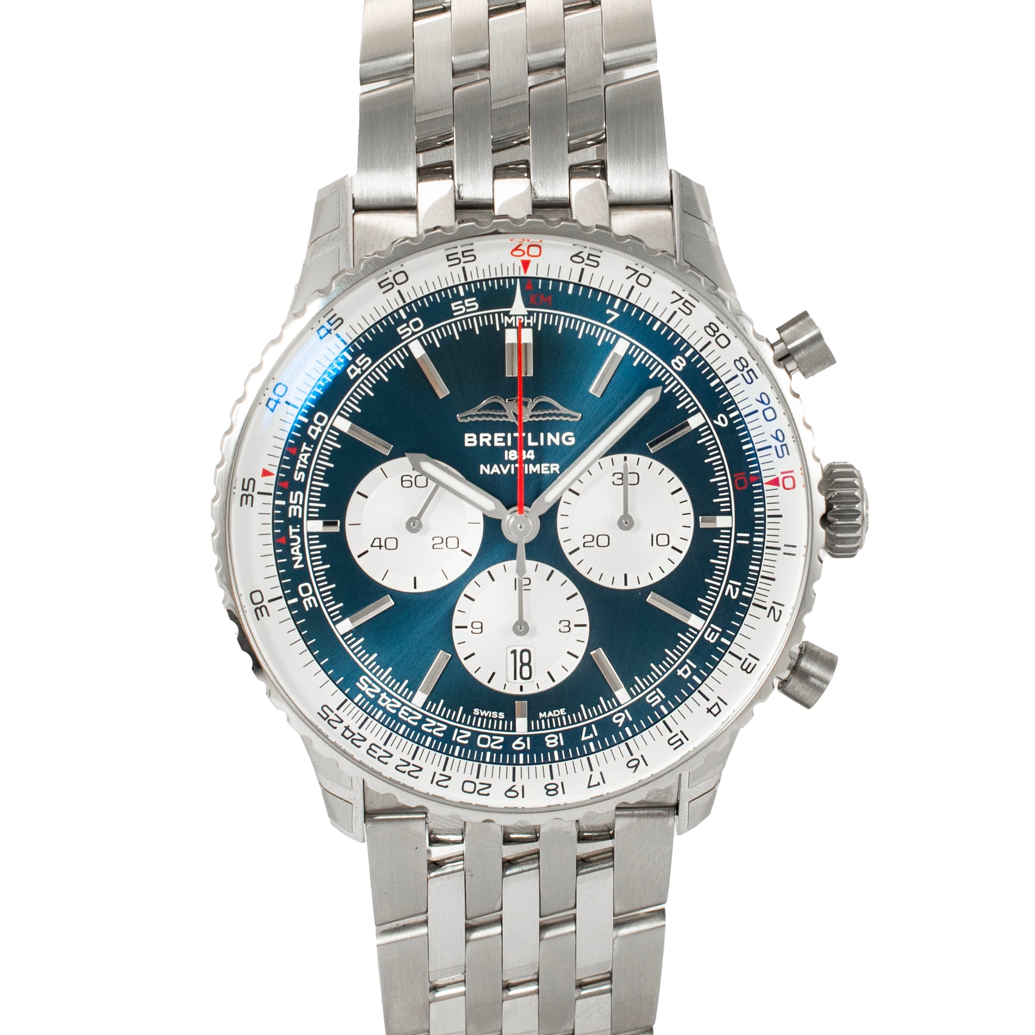 Breitling Navitimer 1 B01 46MM ab0137211c1a1 Blue Chronograph Steel Watch