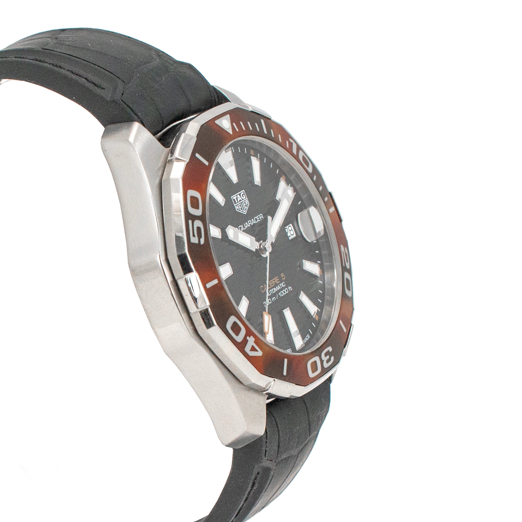 2021 Tag Heuer Aquaracer 43MM way201n.ft6177 Tortoise Shell Black Steel Watch