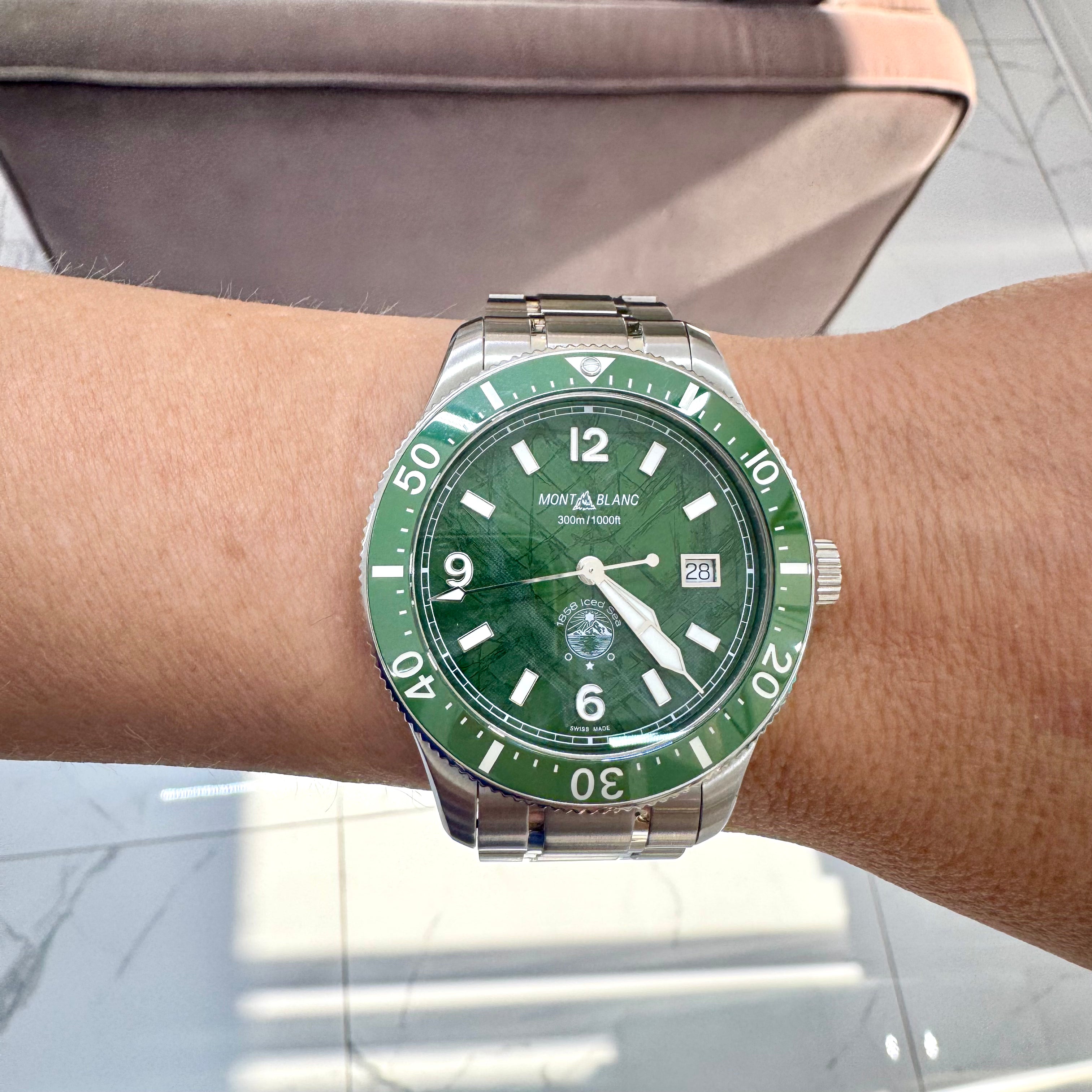 2023 Montblanc 1858 42MM 129373 Green Dial Green Bezel Steel Automatic Watch