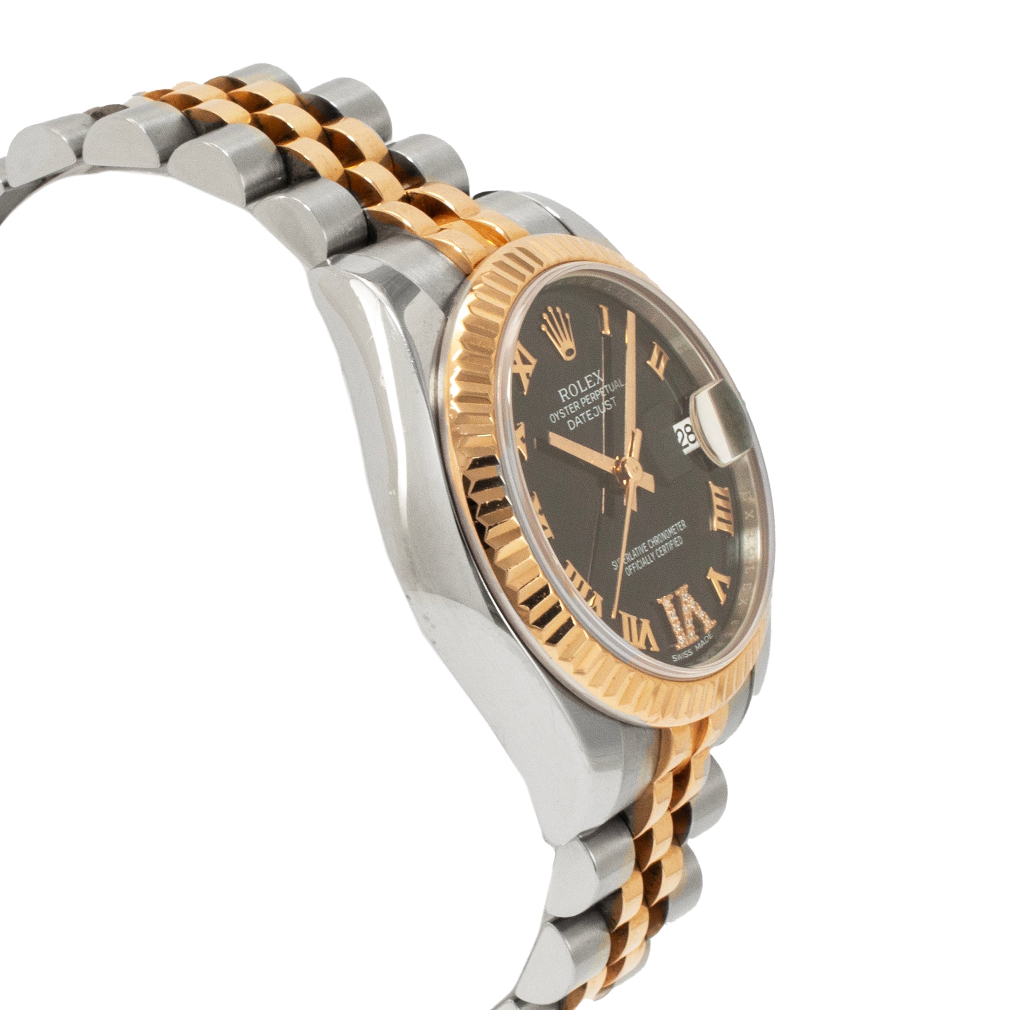 Rolex Datejust 31MM 178271 Purple Roman Pave Diamond Jubilee Gold Steel Watch