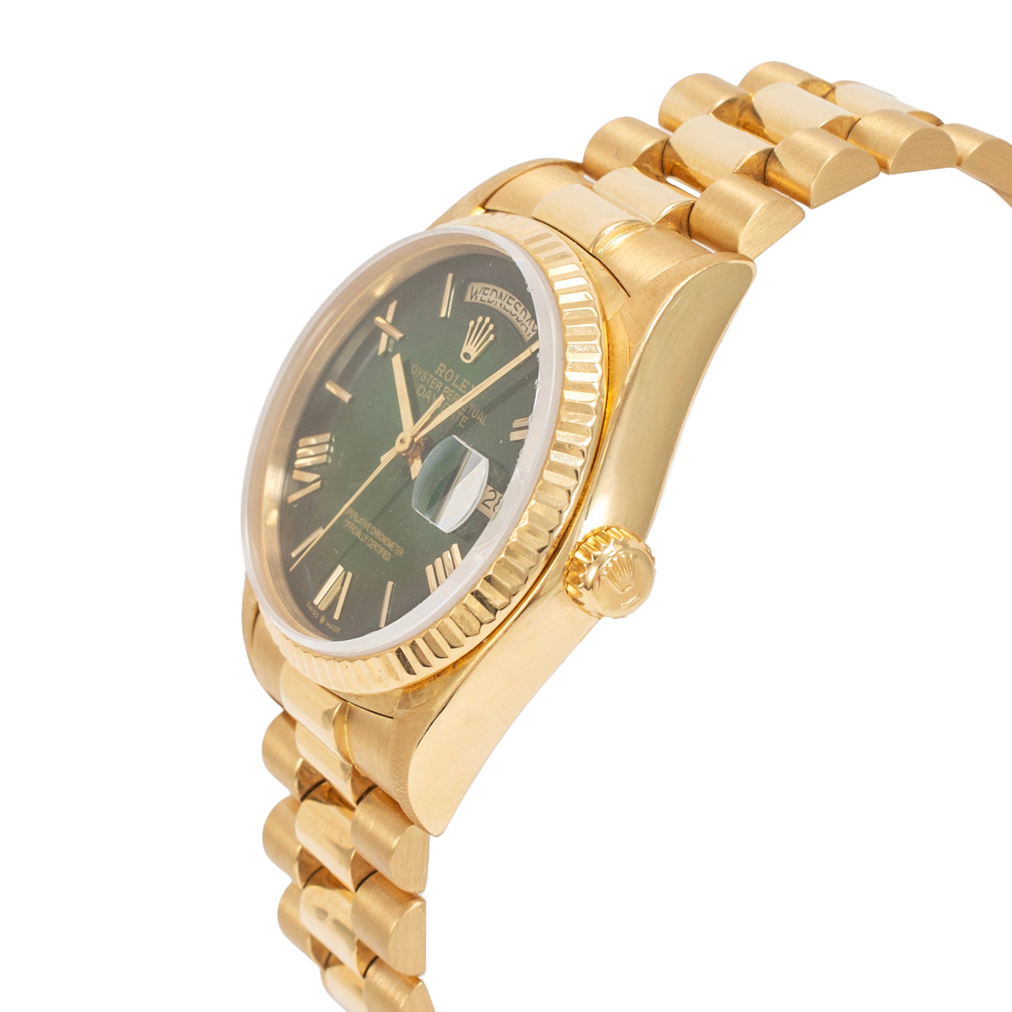 Rolex Day Date 36MM 18038 Green Ombre Dial President 18K Yellow Gold Watch