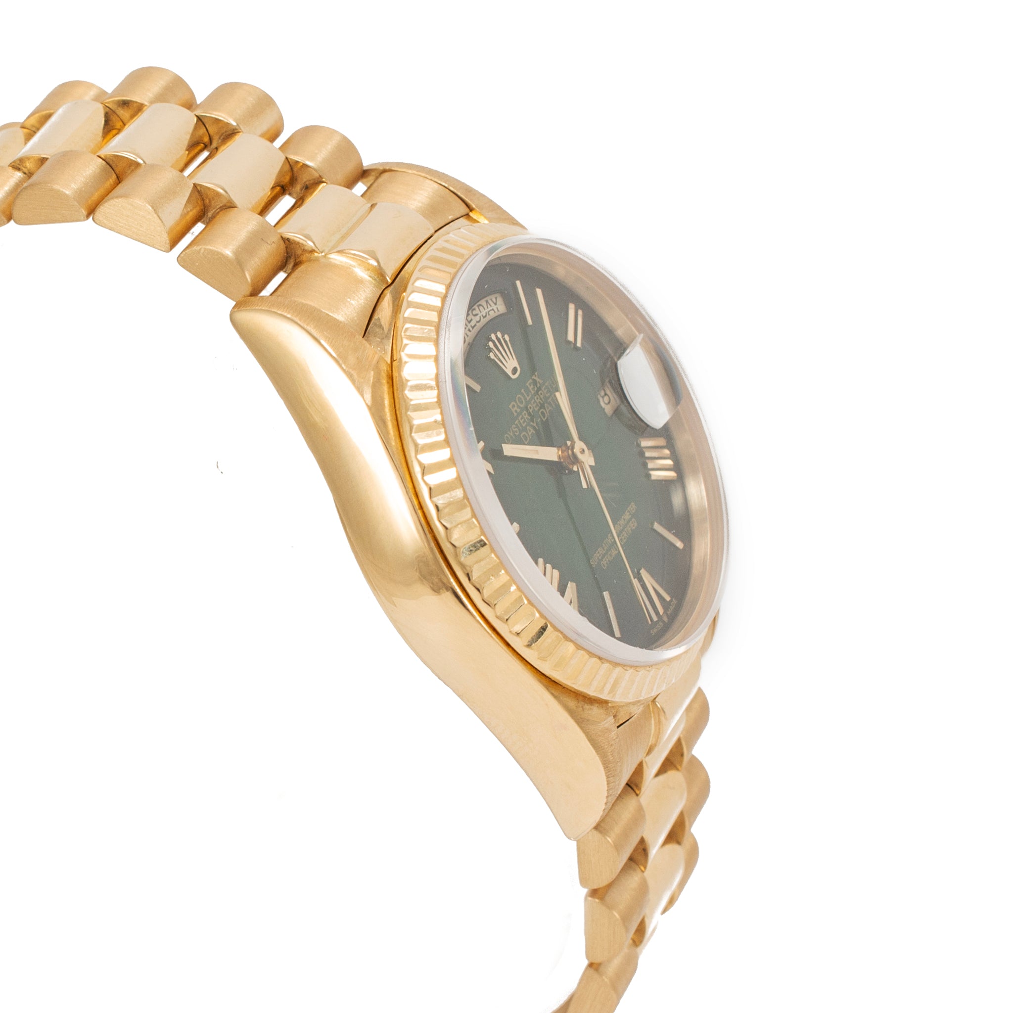 Rolex Day Date 36MM 18038 Green Ombre Dial President 18K Yellow Gold Watch