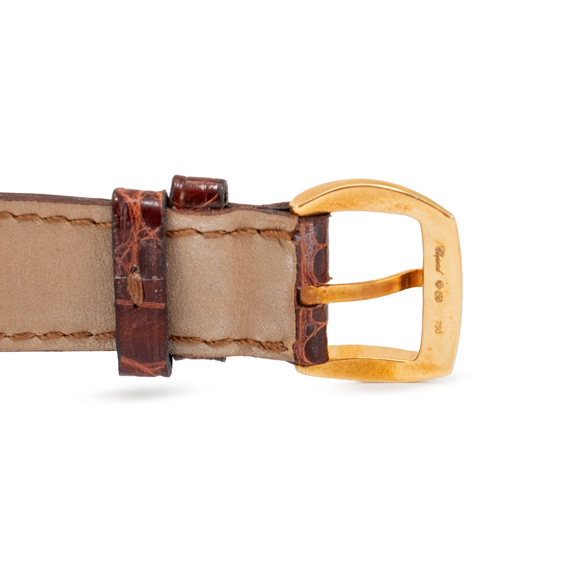 Chopard Boutique Model 35MM 4184 6.78ct Pave Diamond 18K Yellow Gold Brown Watch