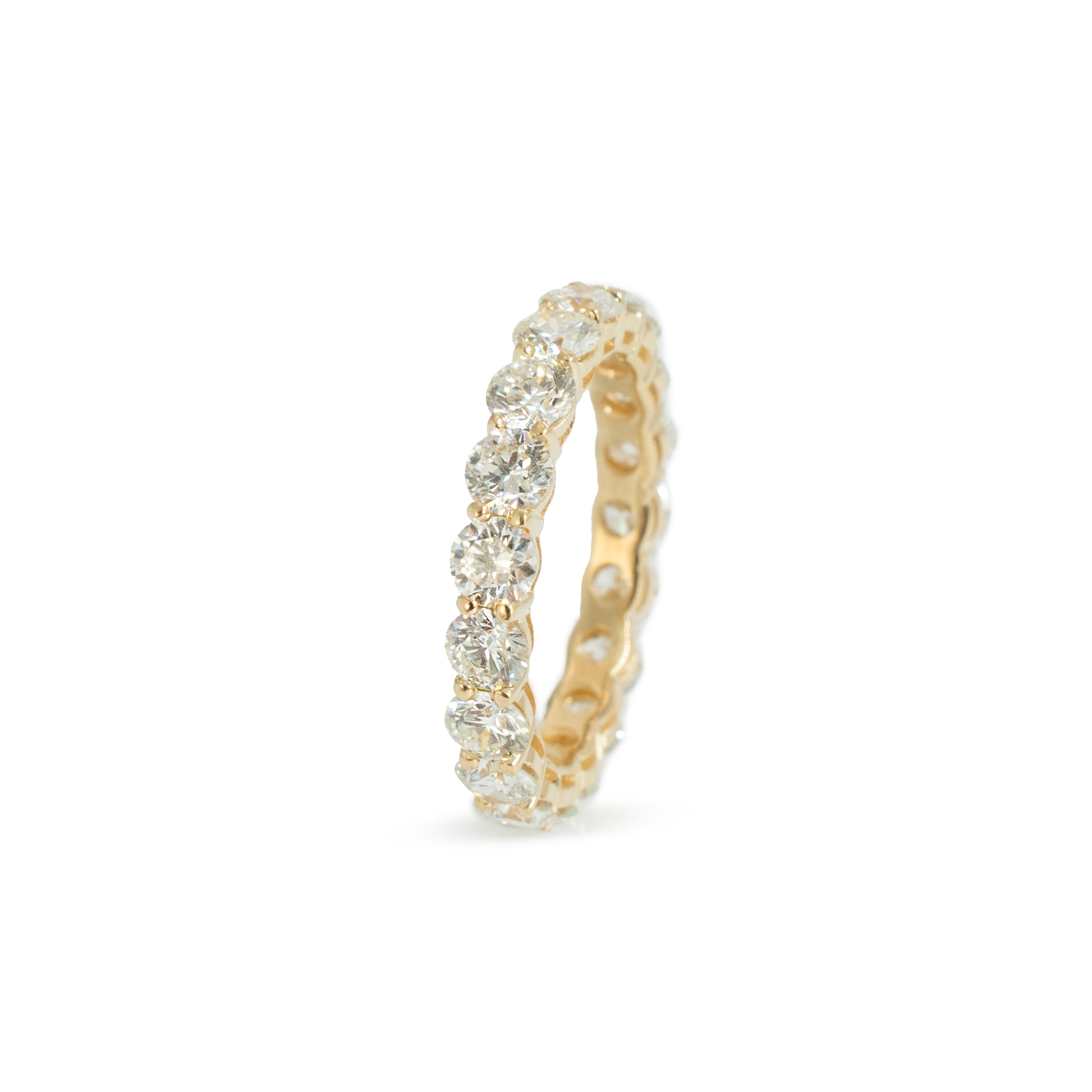 Ladies 14K Yellow Gold 2.32ct Round Diamond Full Eternity Wedding Band Ring