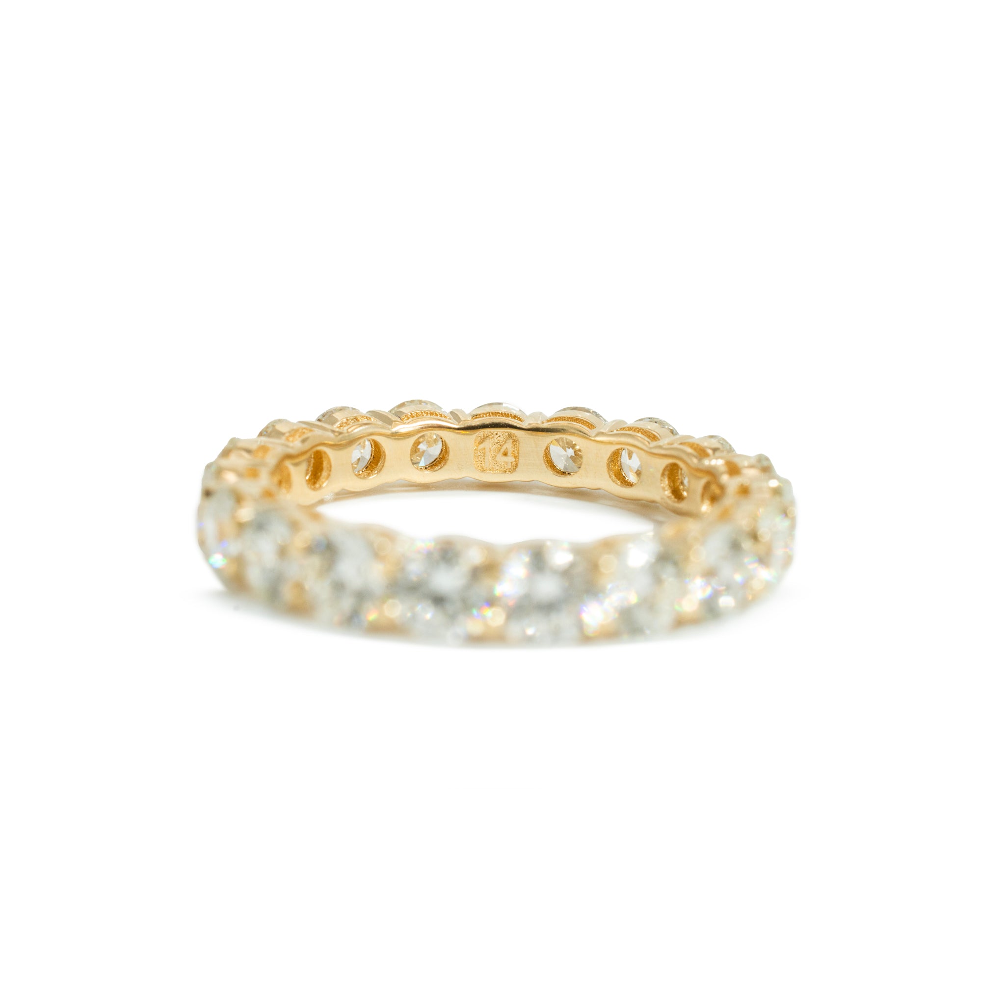 Ladies 14K Yellow Gold 2.32ct Round Diamond Full Eternity Wedding Band Ring
