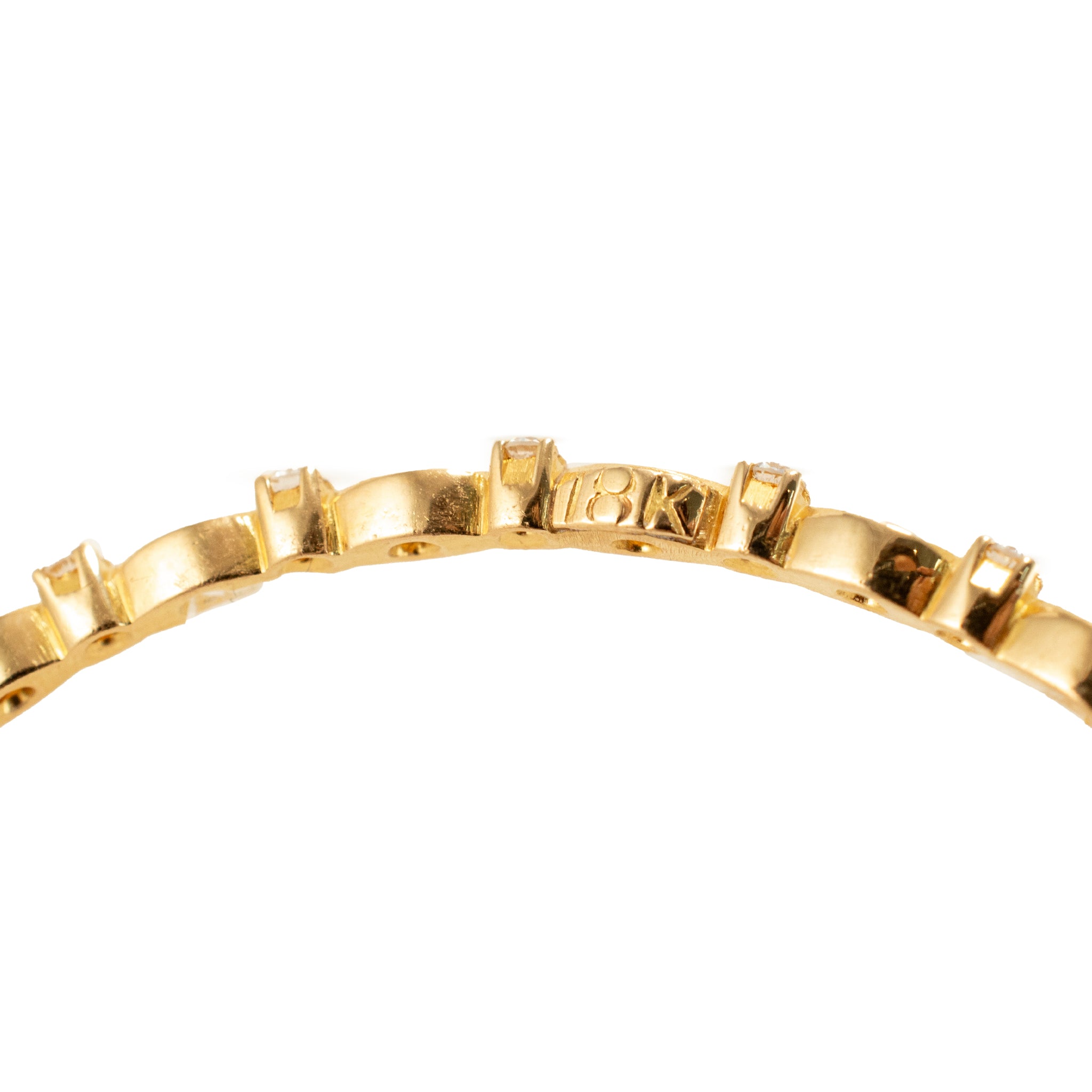 18K Yellow Gold Eternity 1.56ct Diamond Stackable Bangle Bracelet