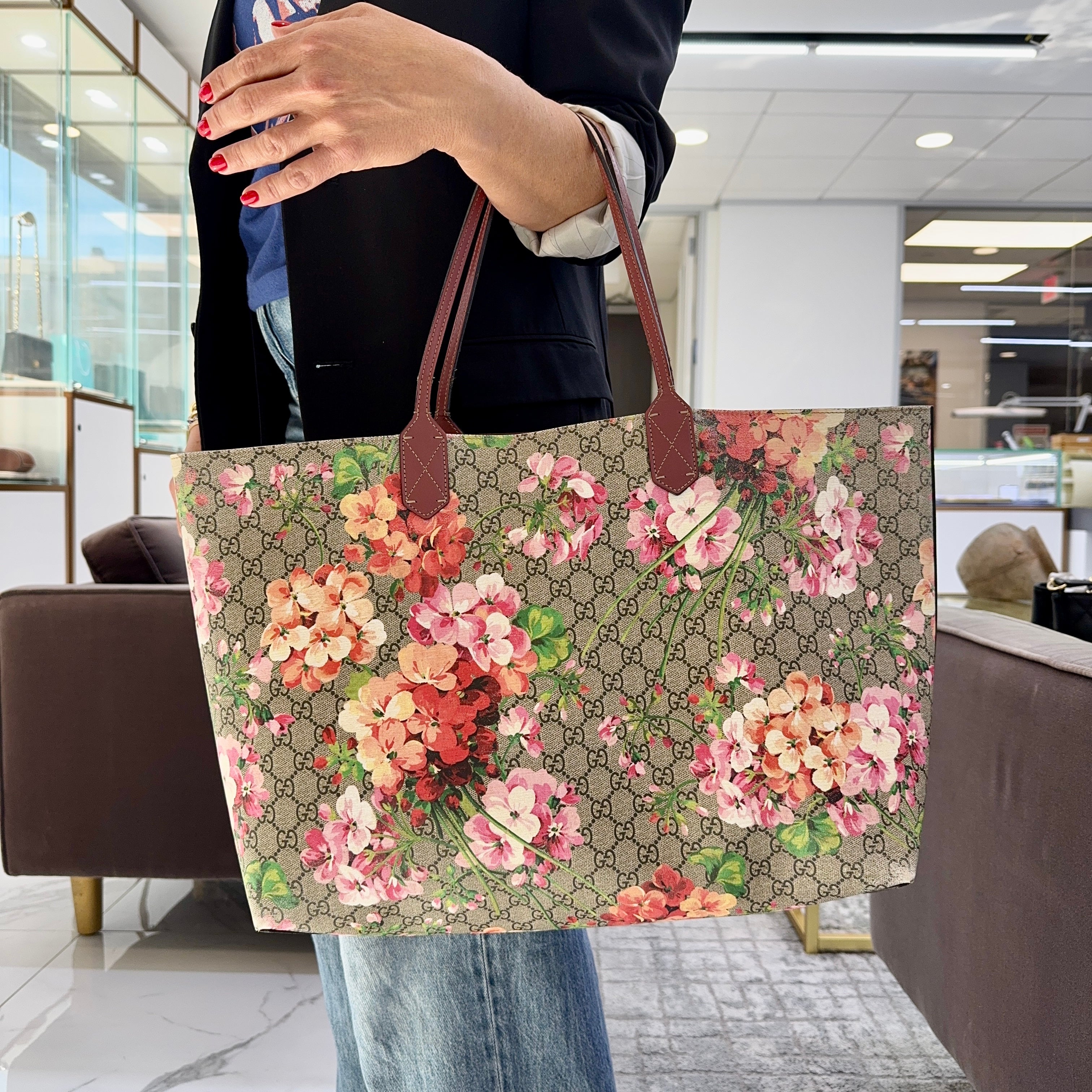 Gucci GG Blooms Reversible Floral Gg Canvas Multicolor 368571 Tote Bag