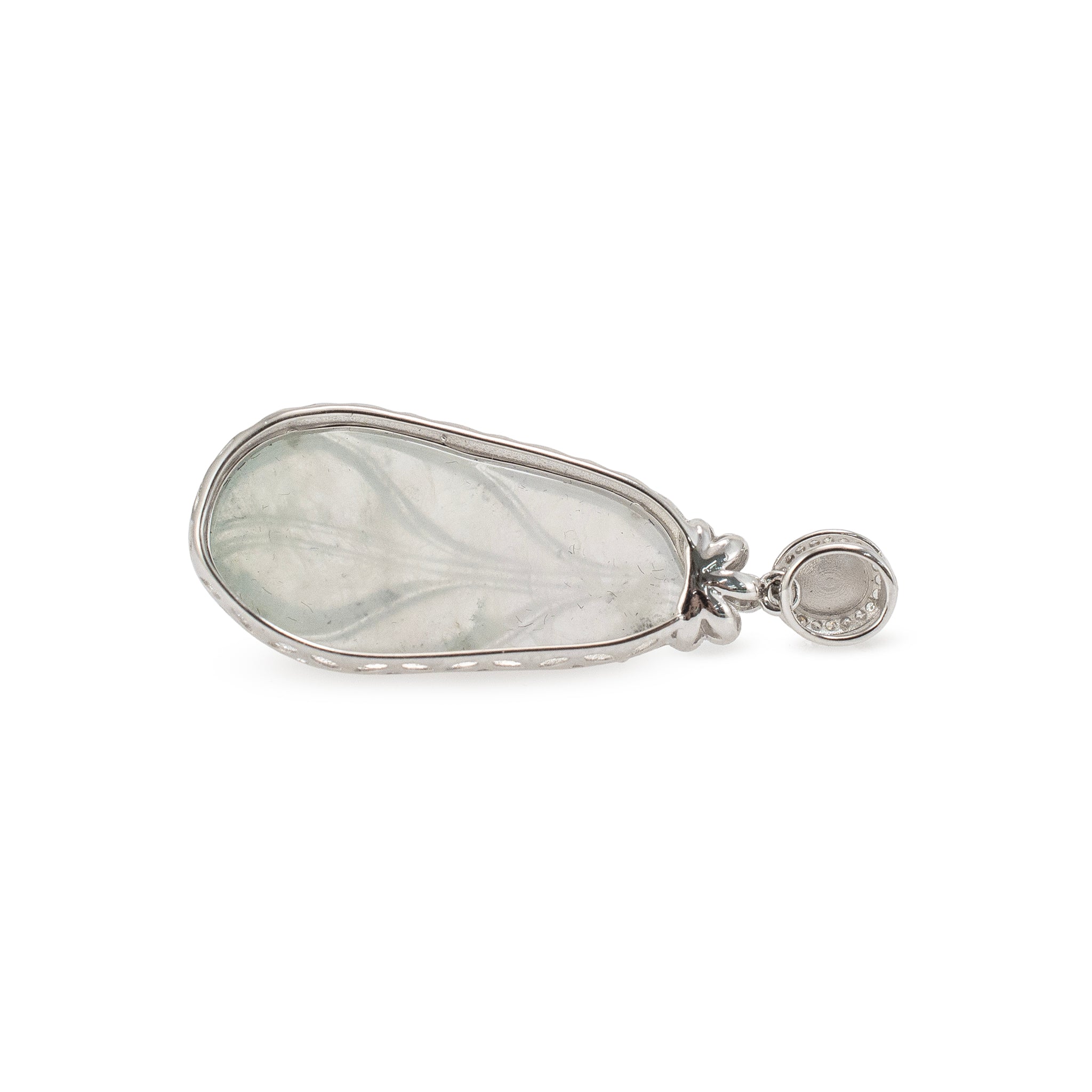 18K White Gold 8.15ct Blue Glutinous Jadeite Jade Diamond Double Drop Pendant