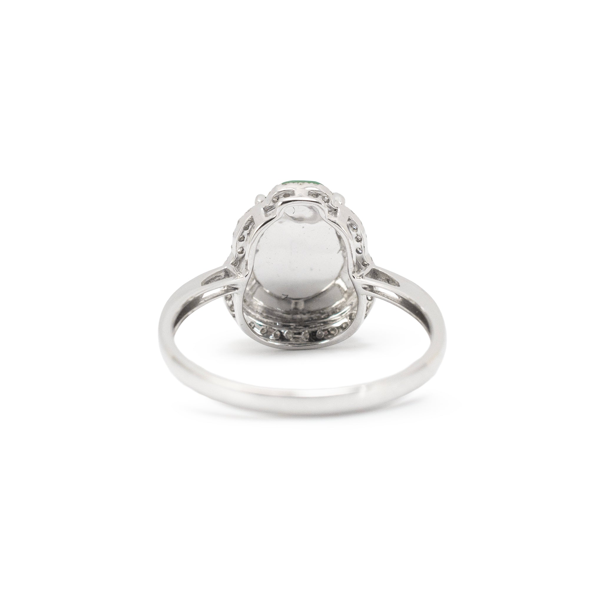 18K White Gold 3.00ct Green Burmese Jadeite Jade Diamond Cocktail Ring