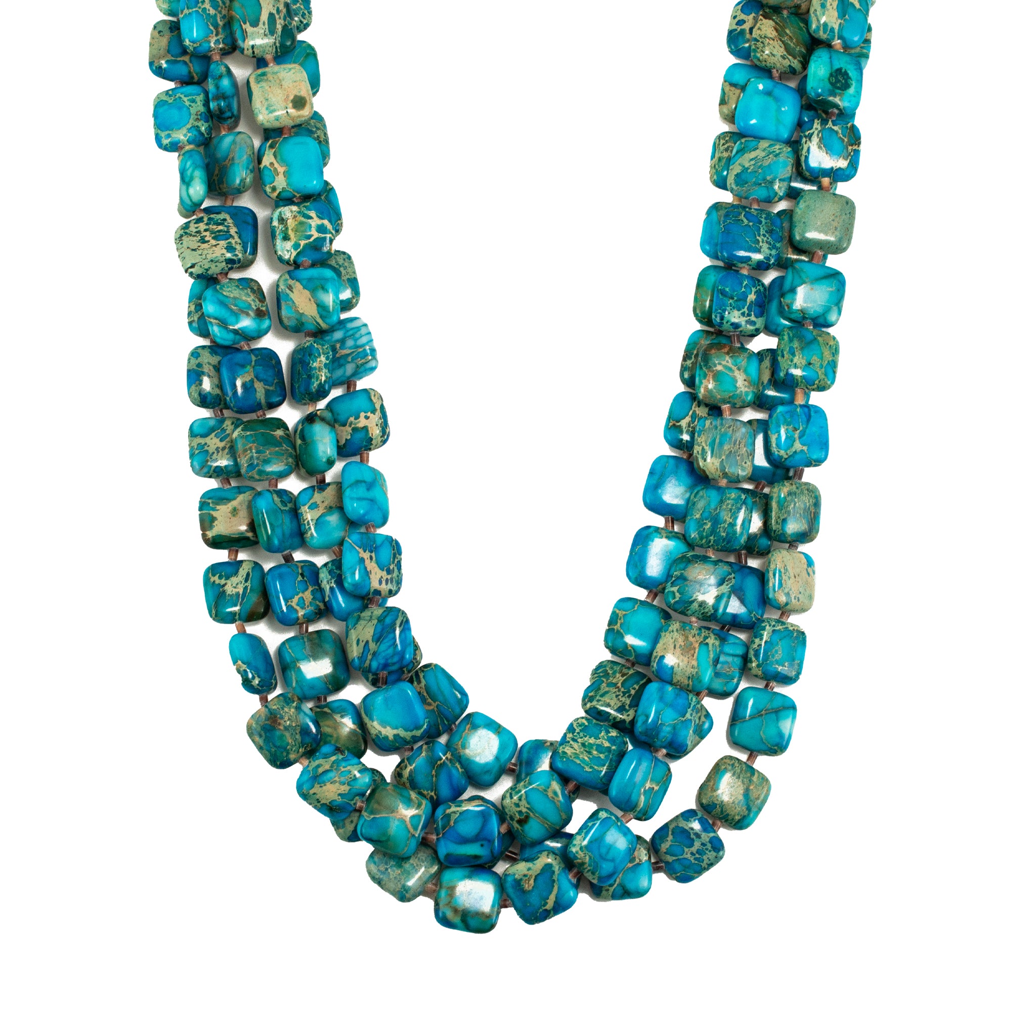 Vintage Native American Sterling Silver Turquoise Multi-Strand Bead Necklace