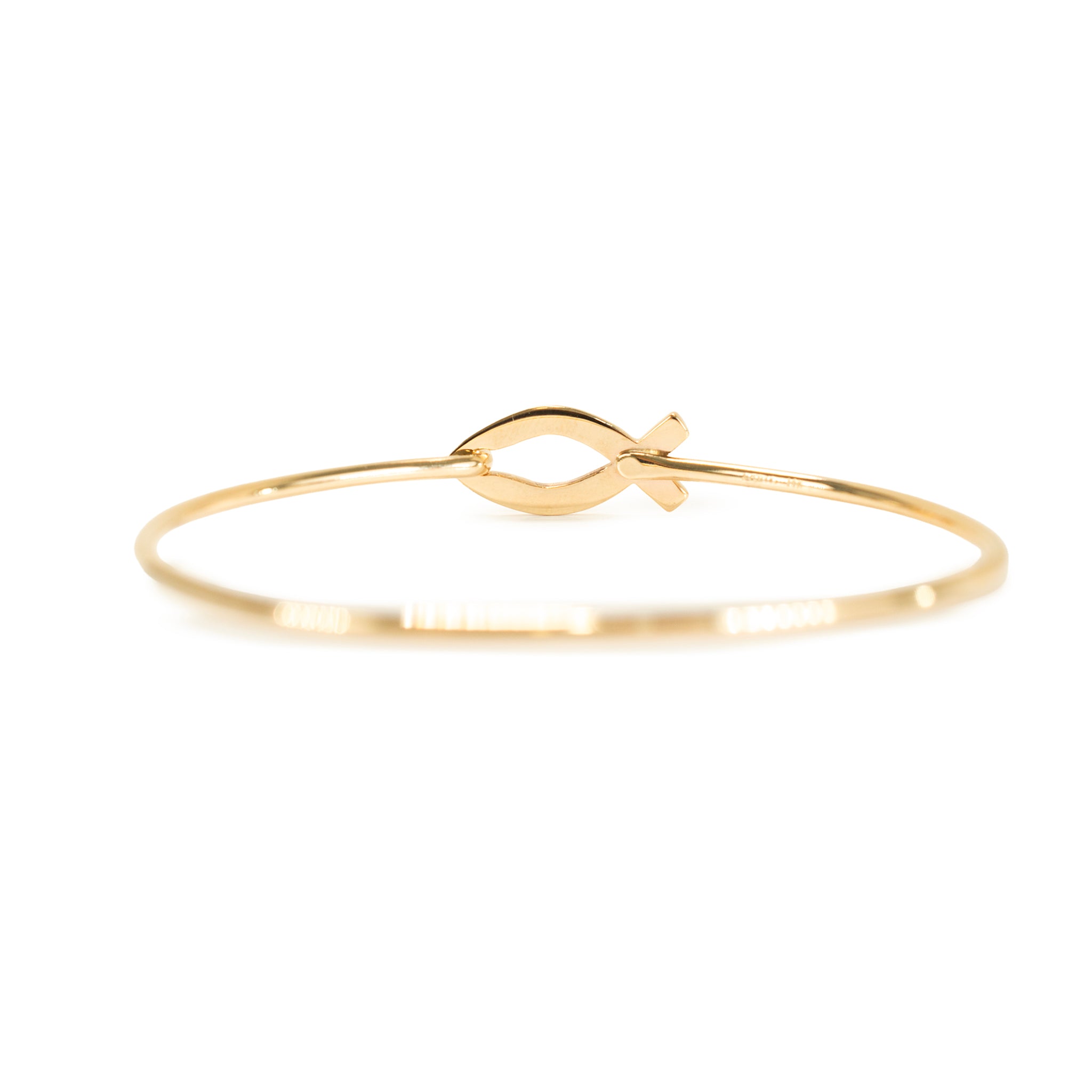 James Avery Retired 14K Yellow Gold Fish Ichthus Hook Bangle Bracelet