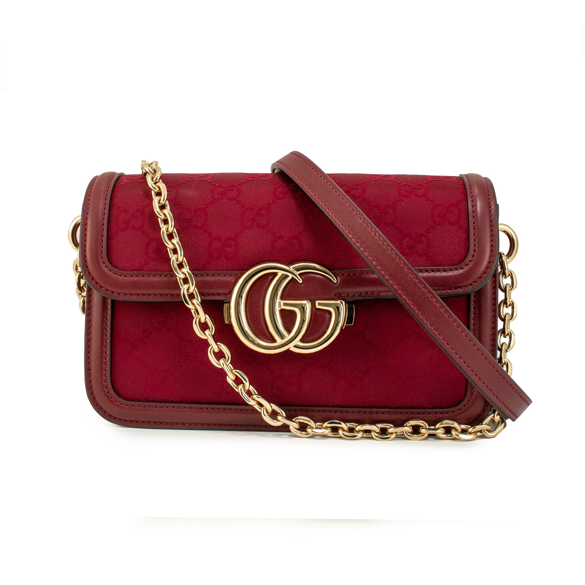 Gucci GG GO Small Bordeaux Gold Hardware Shoulder Bag