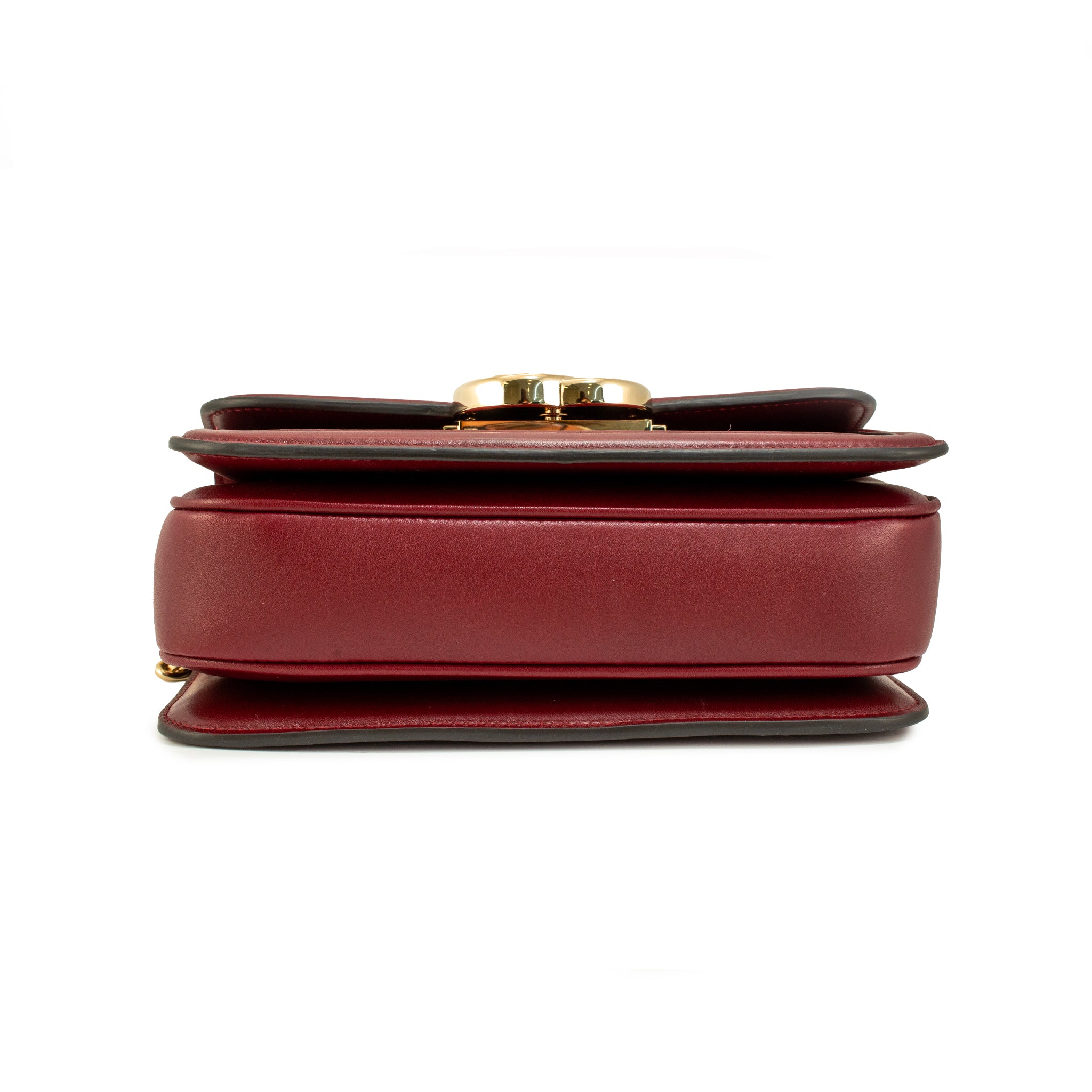 Gucci GG GO Small Bordeaux Gold Hardware Shoulder Bag