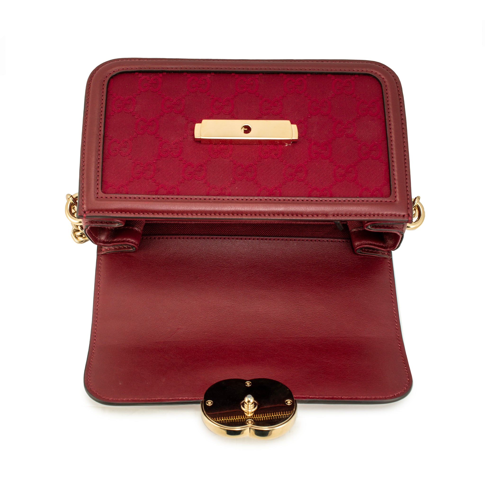 Gucci GG GO Small Bordeaux Gold Hardware Shoulder Bag