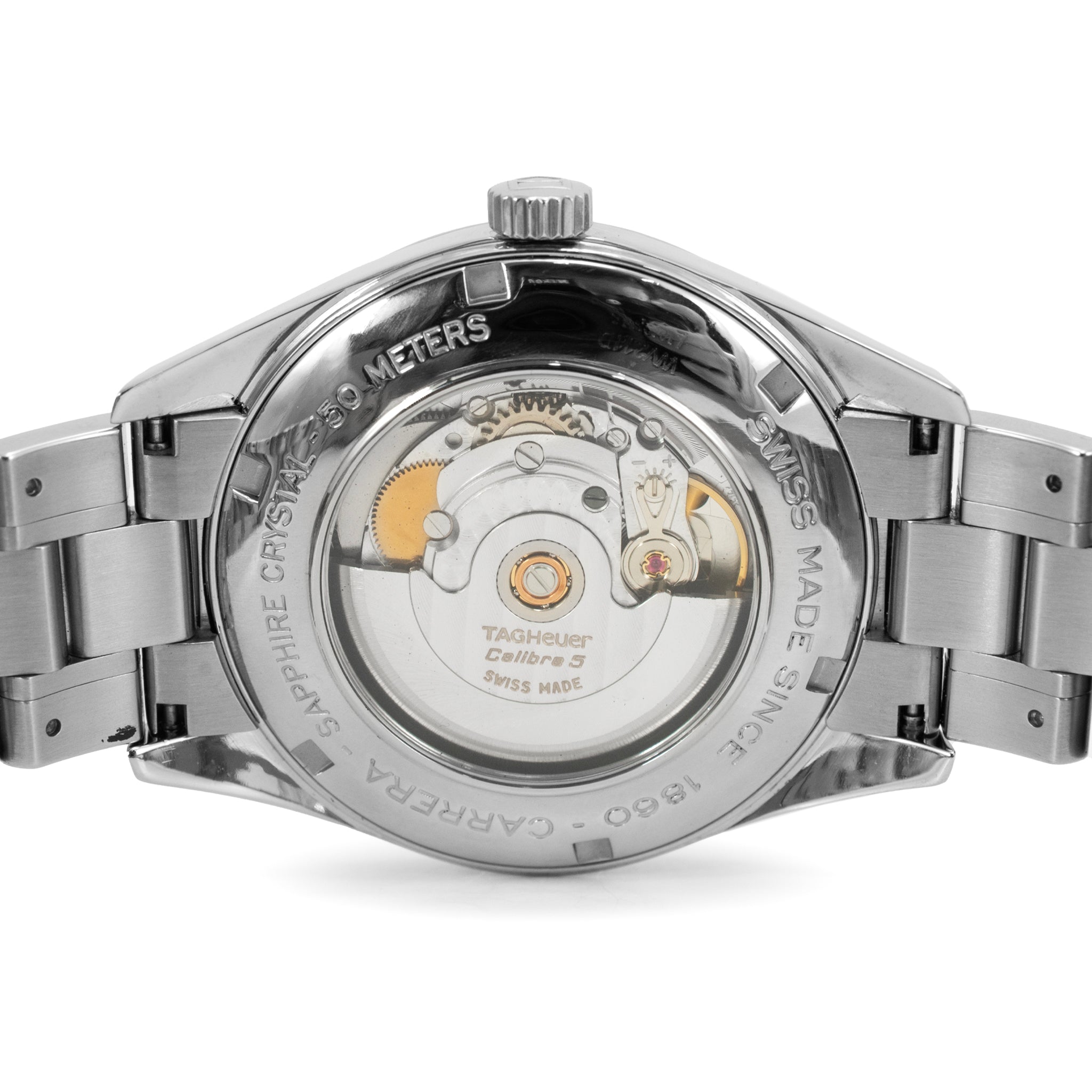 Tag Heuer Carrera Calibre 5 39MM wv211d Mother of Pearl Steel Automatic Watch