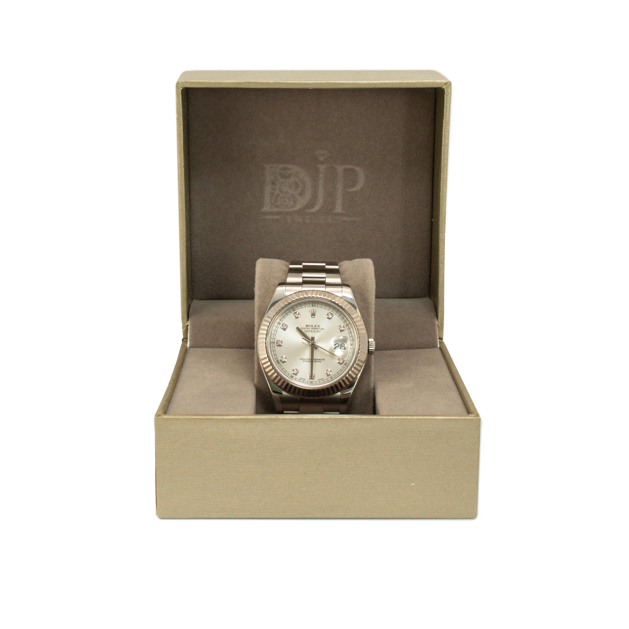 Rolex Datejust 41MM 116334 Fluted Oyster Silver Diamond Dial Steel Watch